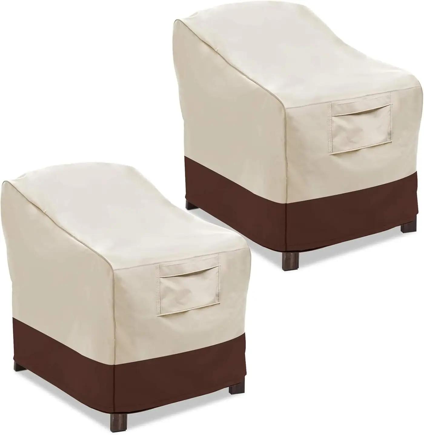 Vailge Patio Chair Covers, Lounge Deep Seat Cover, Heavy Duty and Waterproof Outdoor Lawn Patio Furniture Covers (2 Pack - Small, Beige &amp; Brown)