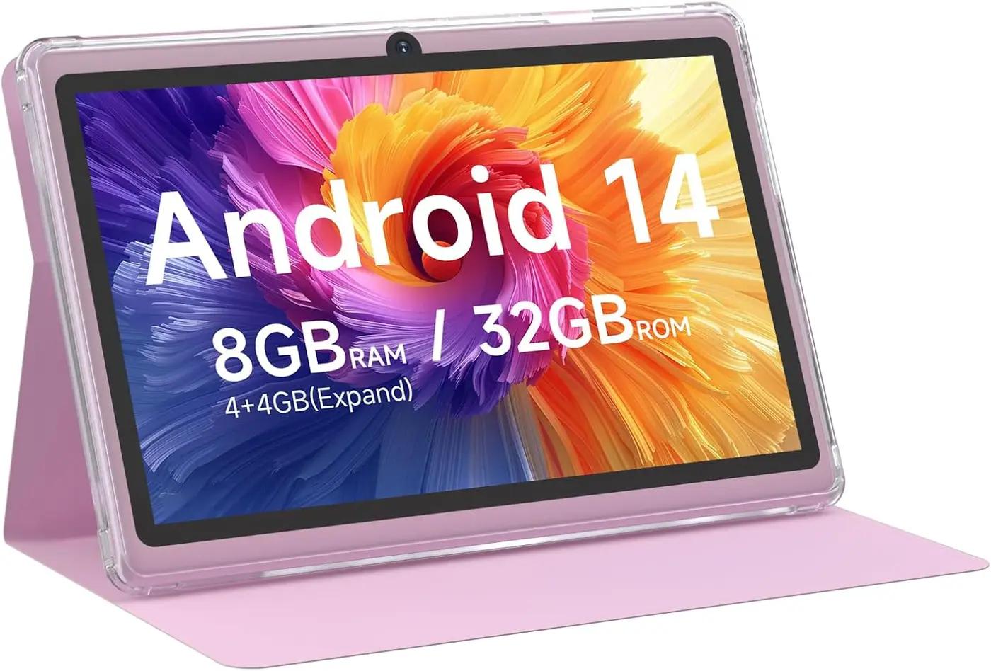 CUPEISI Tablet Android 14, 7 inch Tablet, 8GB RAM+32GB ROM/ 1TB Expandable Tableta, 1.6Ghz Quad-core Processor Computer, 1024 * 600 IPS 7'' HD Touch Screen, 5MP Camera, WiFi, Game, Bluetooth