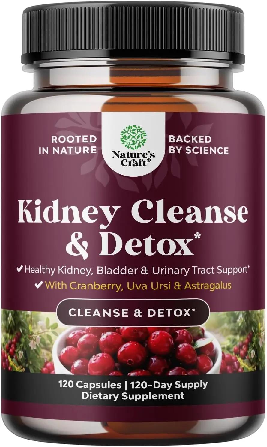 Advanced Kidney Support Supplement - Kidney Cleanse Detox &amp; Repair Cranberry Extract Capsules with Uva Ursi, Stinging Nettle &amp; Astragalus for Kidney health - Urinary Tract Health - 120 Count