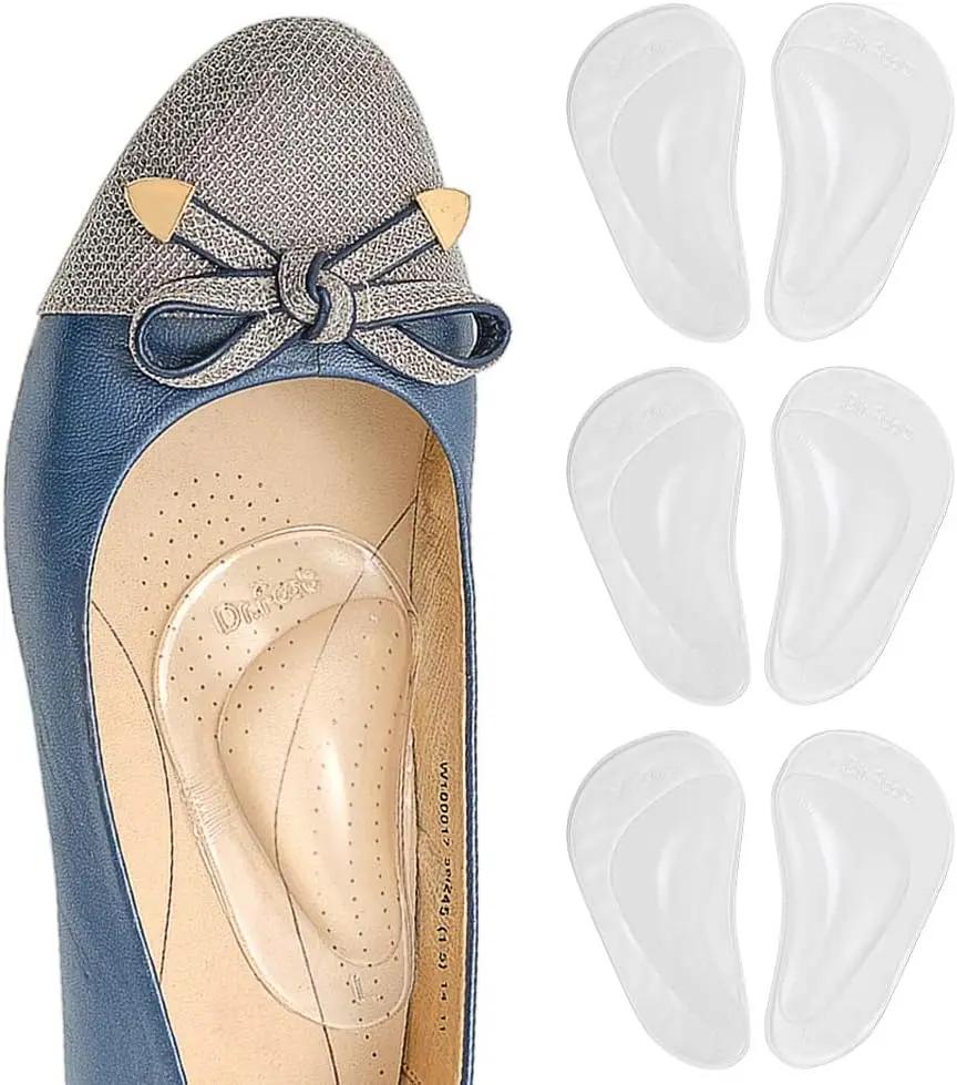Dr. Foot's Arch Support Shoe Insoles for Flat Feet, Gel Arch Inserts for Plantar Fasciitis, Adhesive Arch Pad for Relieve Pressure and Feet Pain- 3 Pairs (Clear, 3 Count (Pack of 1))