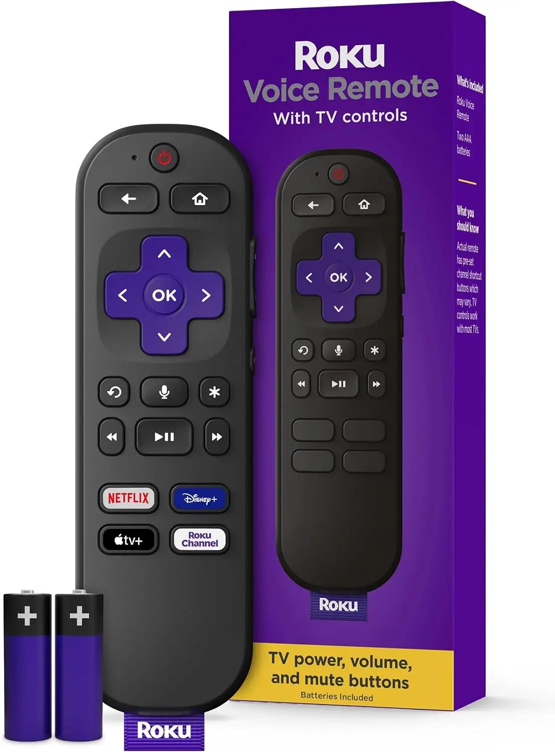 Roku Voice Remote | Replacement TV Remote Control with Voice Control, Simple Setup, &amp; Pre-Set App Shortcuts - Compatible with Roku TV, Players, &amp; Audio Devices