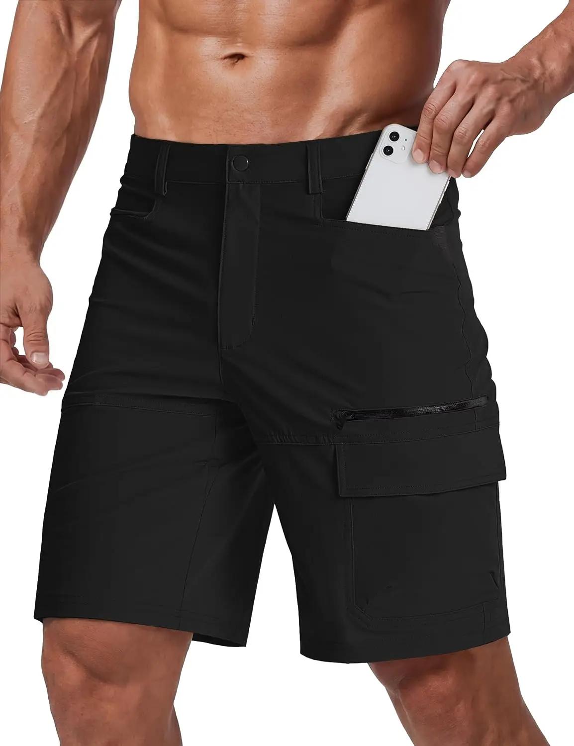 CRYSULLY Men's Hiking Cargo Shorts Outdoor Summer Lightweight Quick Dry Work Casual Shorts with 5 Zipper Pockets