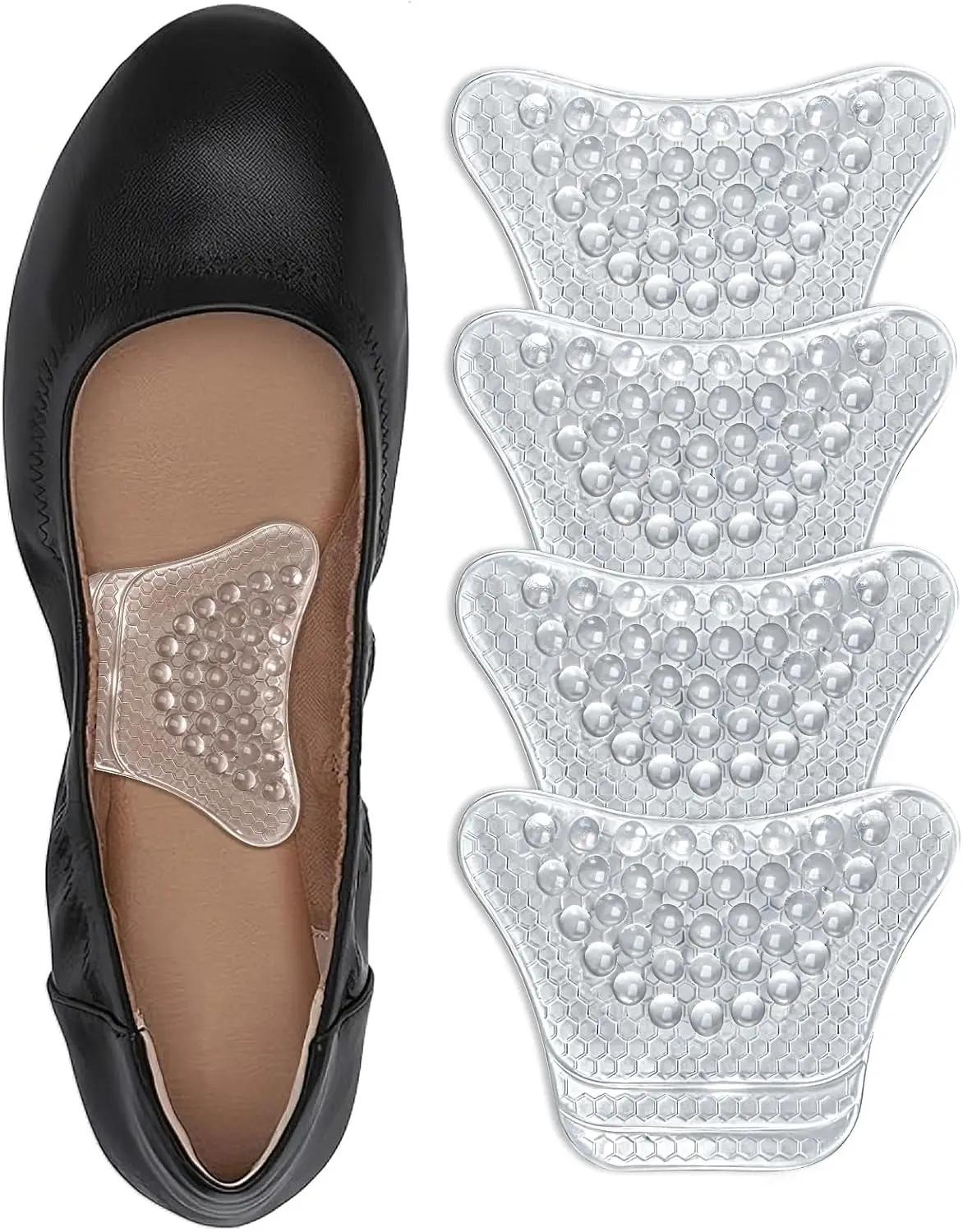 Arch Support Inserts Women, Customizable 3-Height System for Plantar Fasciitis, Non-Slip Invisible Bio-Gel, Butterfly Contour for Heels, Flats &amp; Sandals (2 Pairs, Medium Arch)