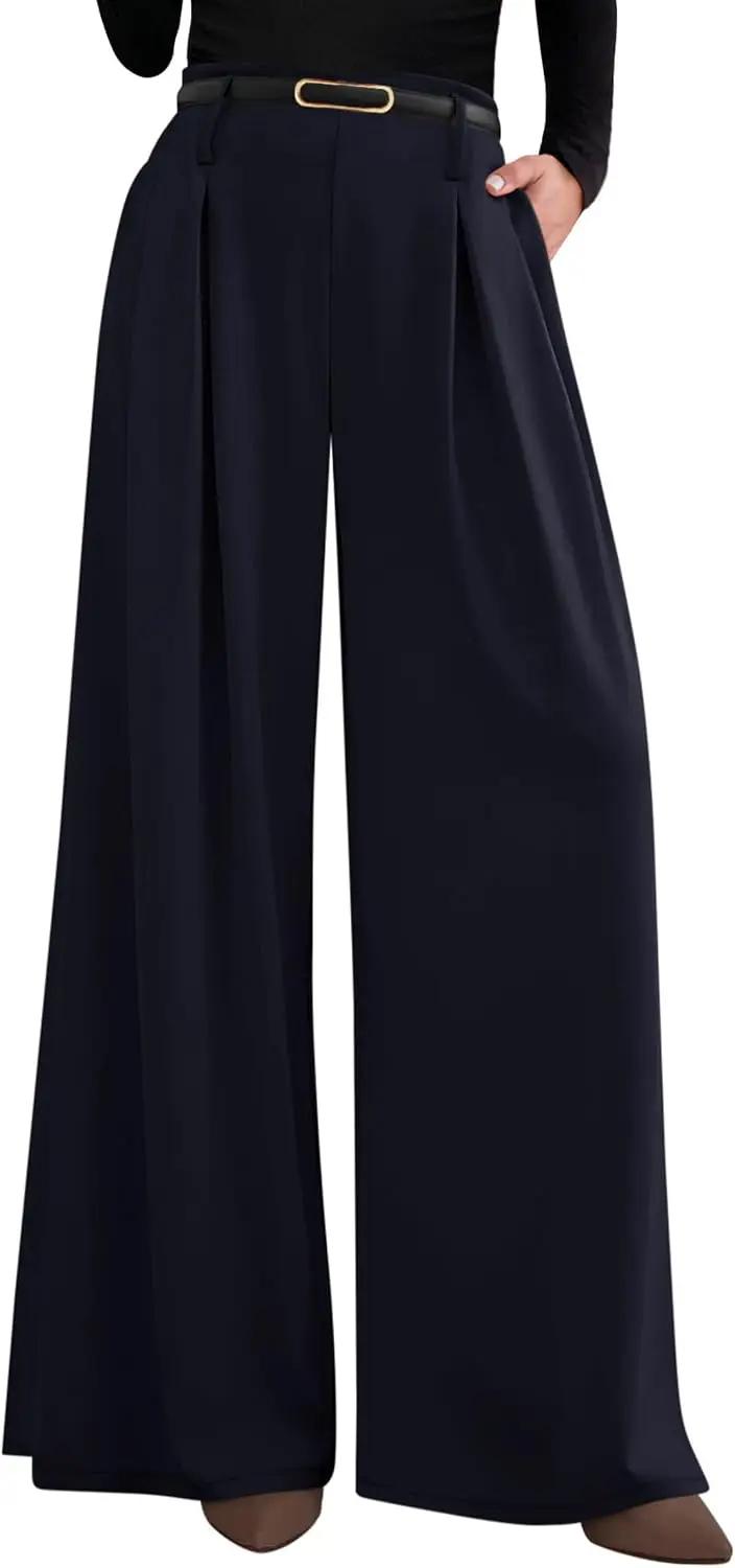 PRETTYGARDEN Womens Wide Leg Trousers 2026 Elastic High Waisted Dress Pants Pleated Slacks Flowy Business Work Palazzo Pants OEKO-TEX STANDARD 100