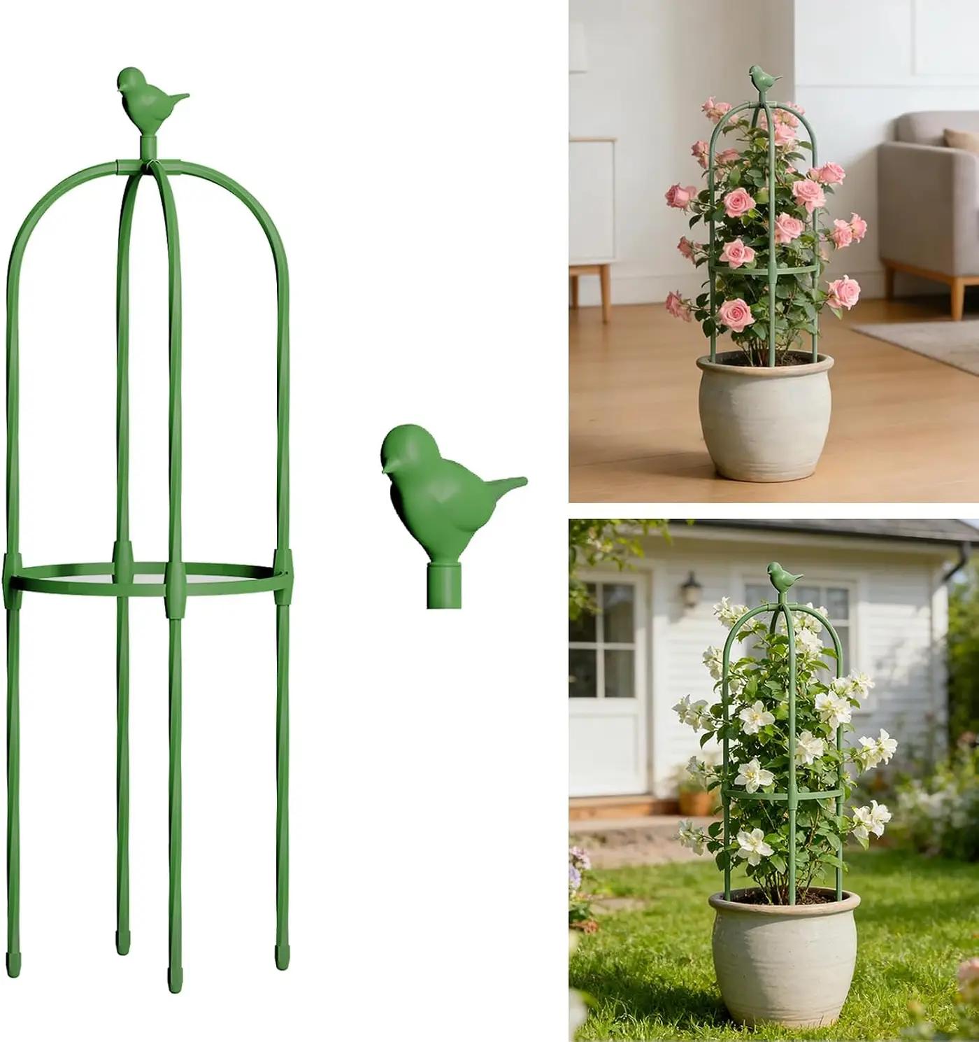 Garden Obelisk Trellis for Climbing Plants Outdoor, 2.5 FT Garden Trellis Plastic Coated Metal Plant Support for Indoor Outdoor, Tall Decorative Trellis for Roses, Flowers, Vines, Potted Plants