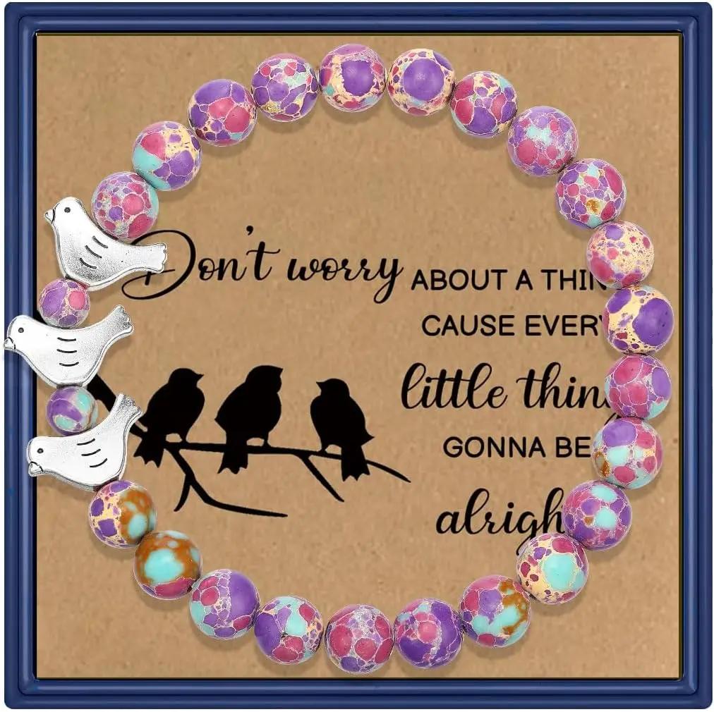 ARHTF Three Little Birds Bracelet for Women Every Little Thing Is Gonna Be Alright Inspirational Bird Gifts for Bird Lover