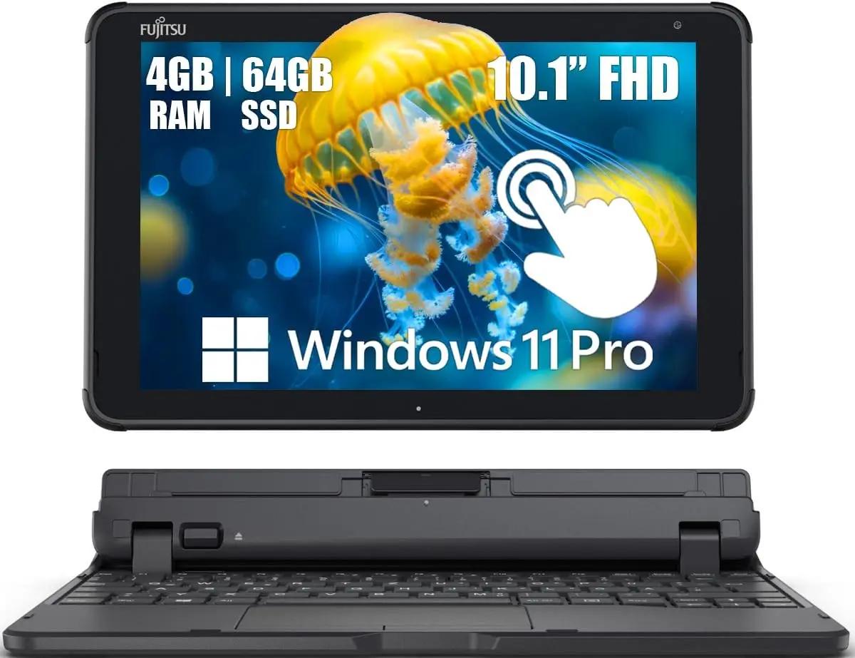 Fujitsu Tablet Stylistic Q5010 2 in 1 Touchscreen Laptop, 10.1" FHD Tablet, Intel Celeron N4020, 4GB RAM, 64GB SSD, 2 Camera, Type-C, Japanese Keyboard, Windows 11 Pro (Renewed)