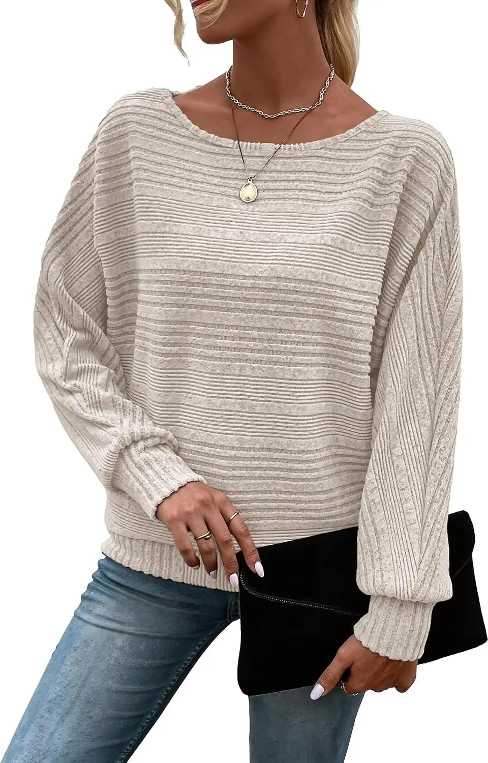 RICHSTORY Womens Long Sleeve Shirts Crewneck Tunic Tops Pullover Sweaters Business Casual Blouses Fall Fashion 2025