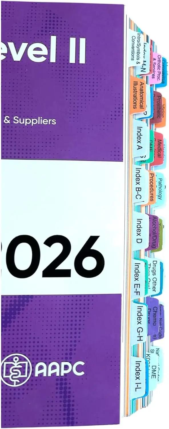 Book Tabs for HCPCS Level II Expert 2026 AAPC Version. Laminated, Color-Coded, and Repositionable with Alignment Card for Easy Application. (Book not Included)