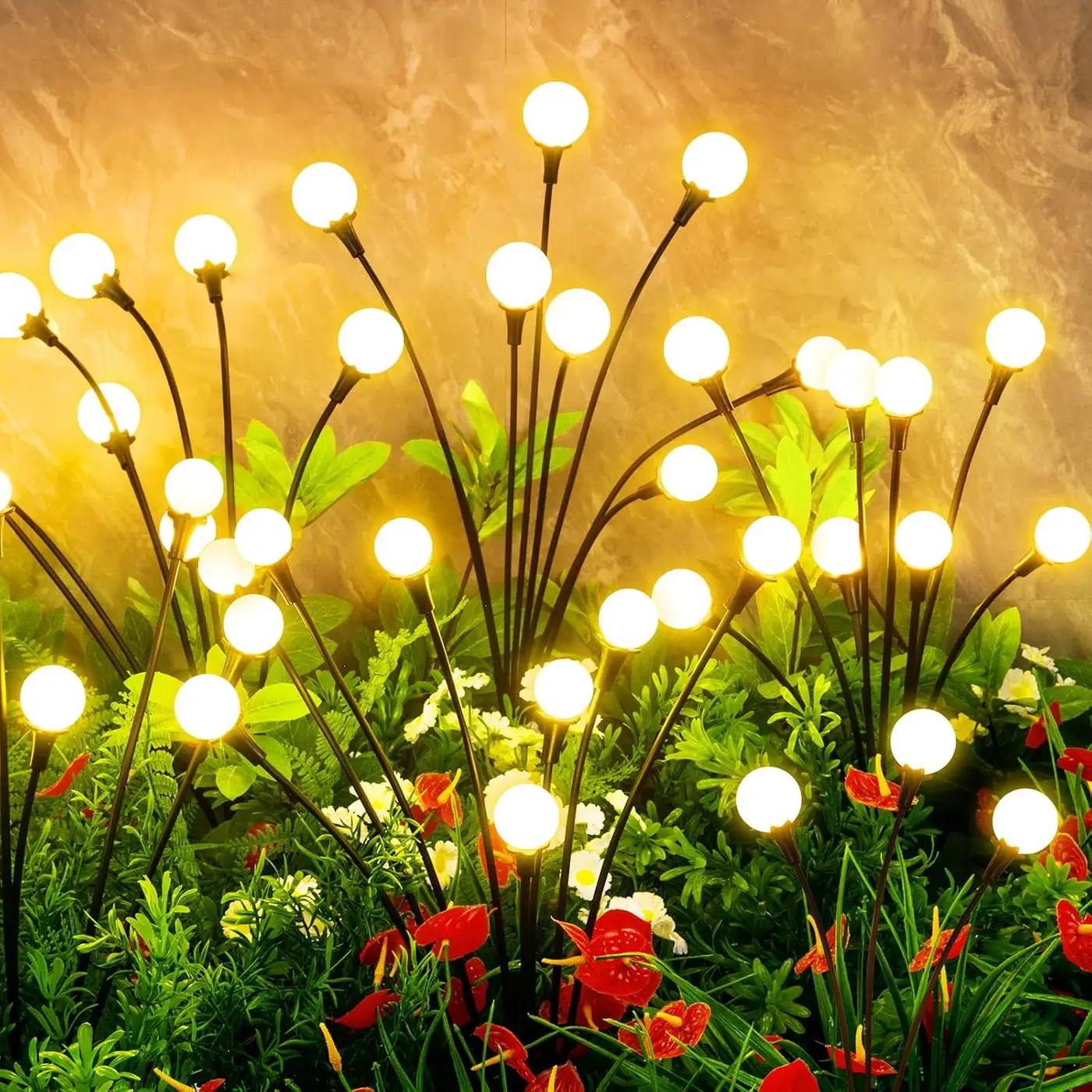 vignuto Solar Lights Outdoor Waterproof 4 Pack of 32 LEDs Garden Patio Firefly Decoration Unique Gifts Women Grandparents ISCC PLUS