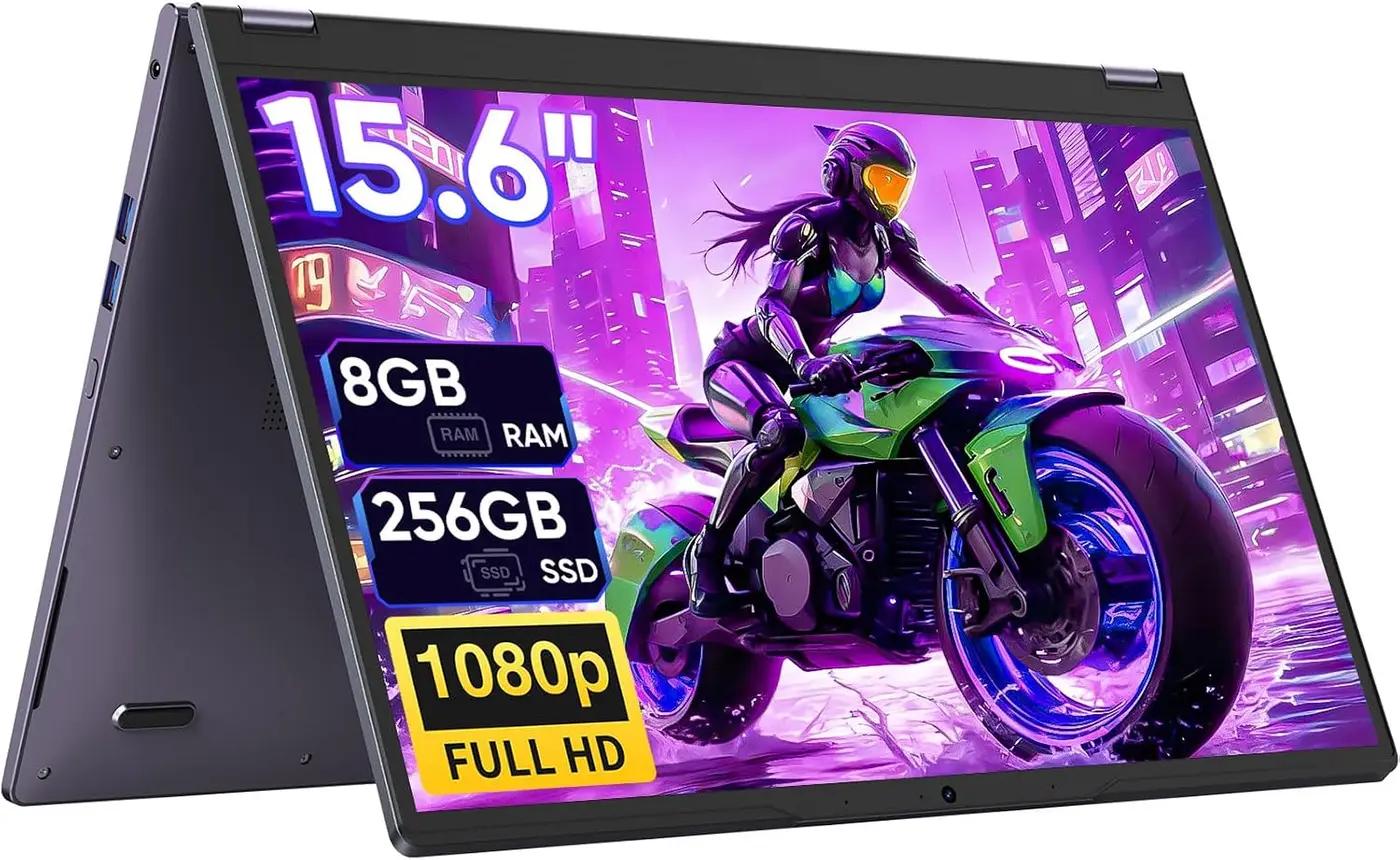 2-in-1 Tablet/Laptop,15.6" Laptop Computer with FHD 360 Flip Touchscreen, Dual-Core M3-8100Y up to 3.4GHz,8GB RAM 256GB SSD, Win 11,Deep Purple,for Student,Note-Taking, Entertainment