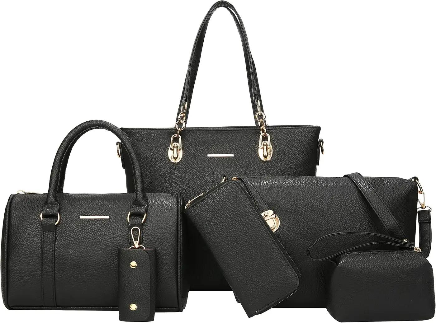 OTMIPIML Purses and Handbags for Women Synthetic Leather Tote Crossbody Bags Satchel Purses Set 6pcs
