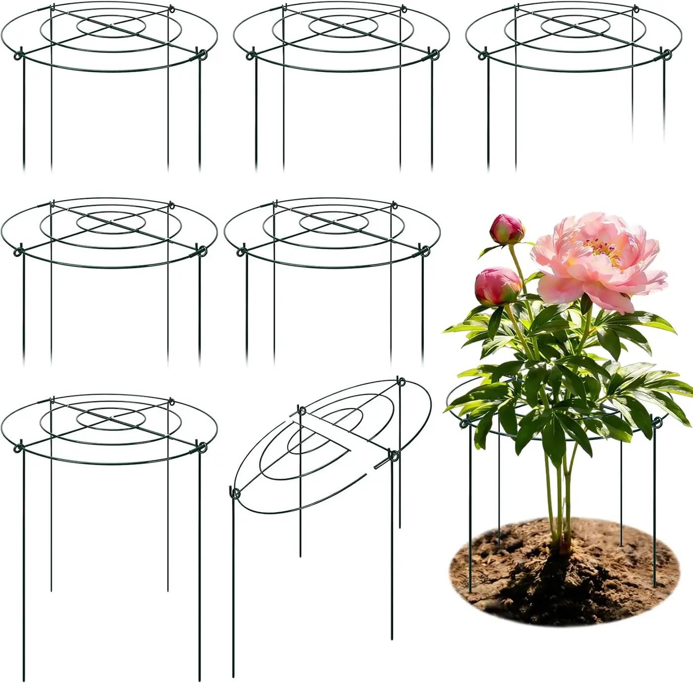 Peony Cages and Supports 8 Pack, 16.5 x 20 Inch Heavy Duty Plant Support Cage Set for Peonies, Roses &amp; Tomatoes – Garden Stakes &amp; Plant Cages for Outdoor Plants (8 Pack, 16.5 x 20 Inch)