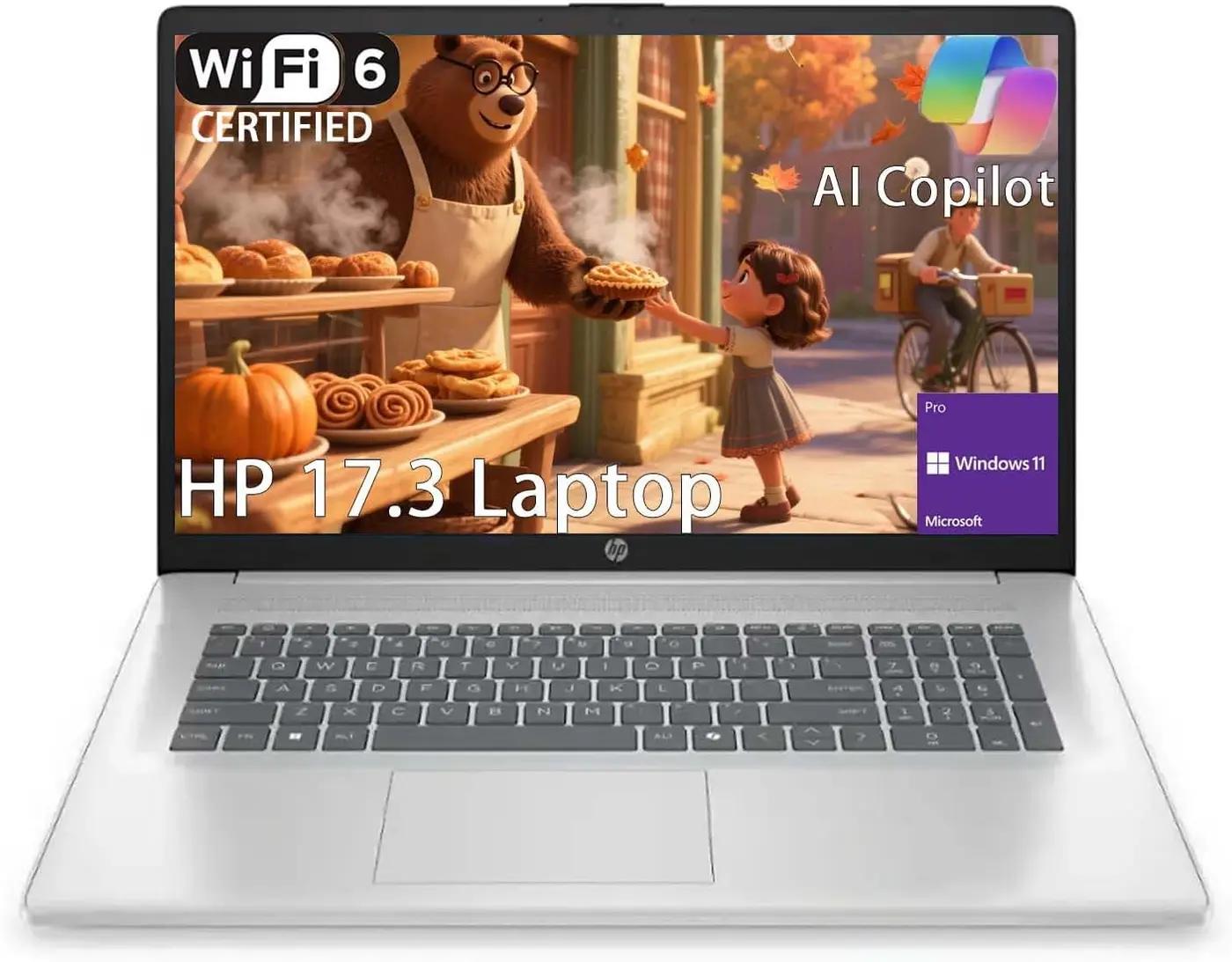 HP 17.3" HD+ Laptop Computer for Student &amp; Business, Intel 8-core Processor(up to 3.80 GHz), 16GB RAM, 512GB SSD,Wi-Fi 6, Bluetooth 5.3, HDMI, Type-C, Windows 11 Pro, Numeric Keypad, with 5ave kit