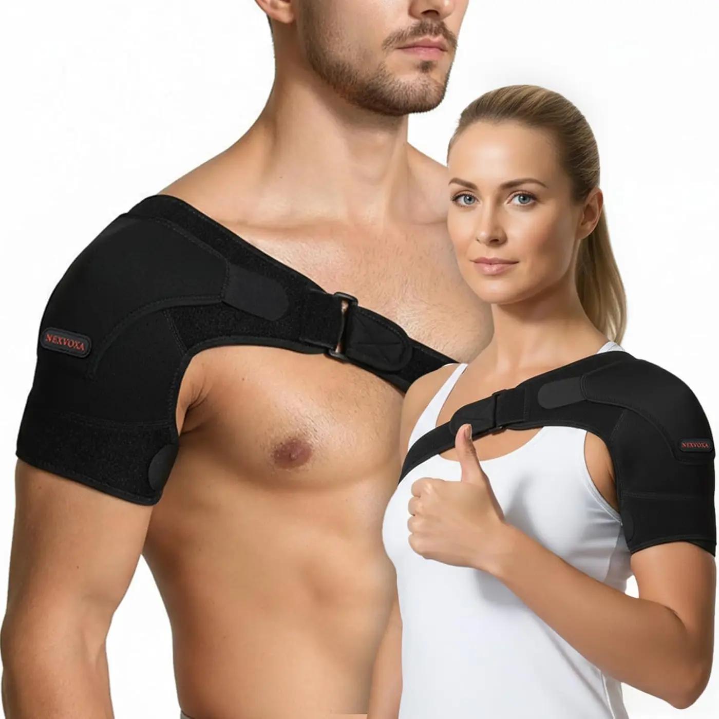 1 PC Shoulder Brace for Men and Women for Pain Relief - Shoulder Support &amp; Compression Sleeve for Torn Rotator Cuff, AC Joint, Dislocation - Adjustable Design (Black, Size L)