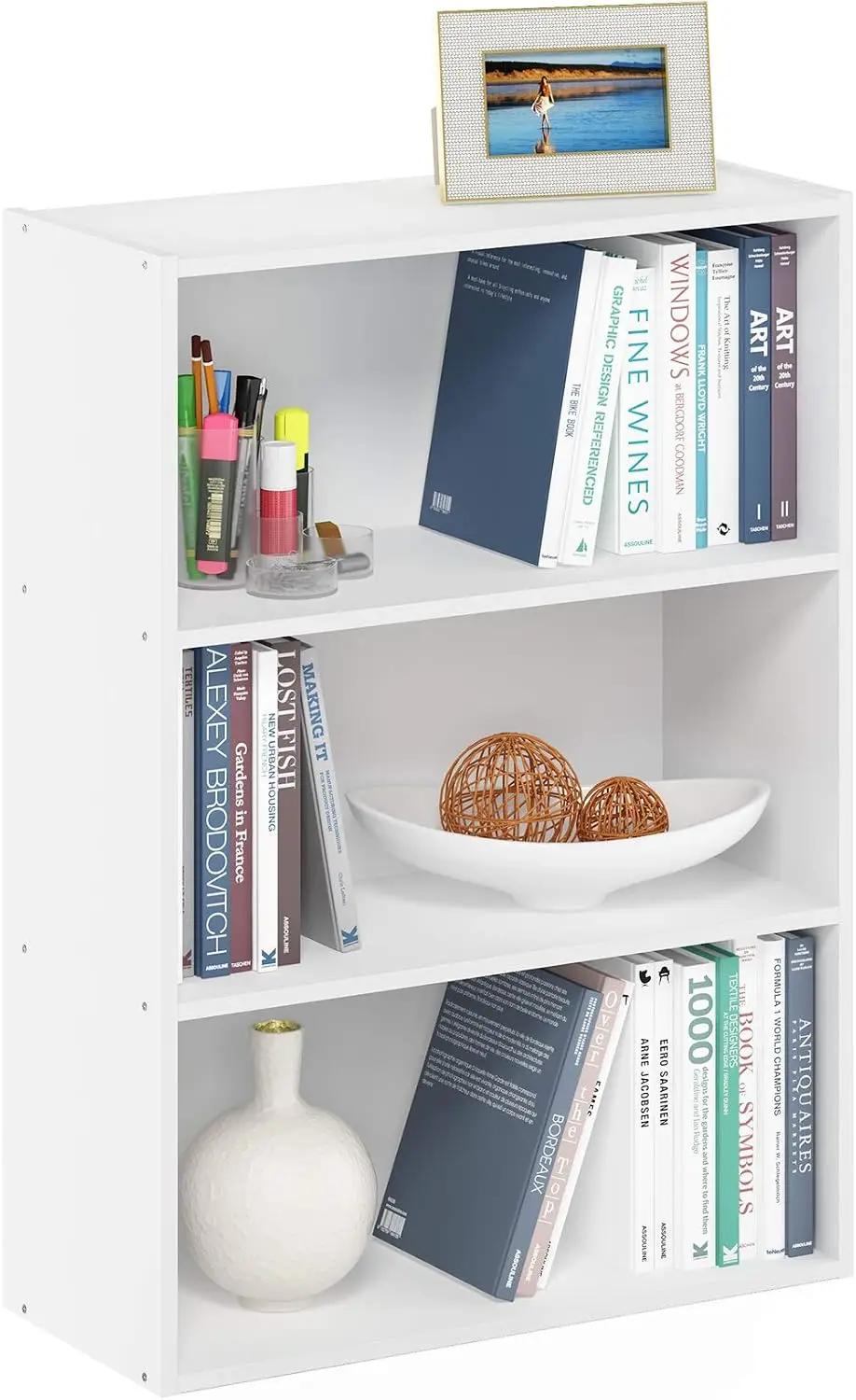Furinno PASIR Book Shelf, 3-Tier Bookshelf, Storage Shelves Bookcase, 9.7 x 23.7 x 31.5, for Living Room, Bedroom, Home Office, Plain White The Forest Stewardship Council
