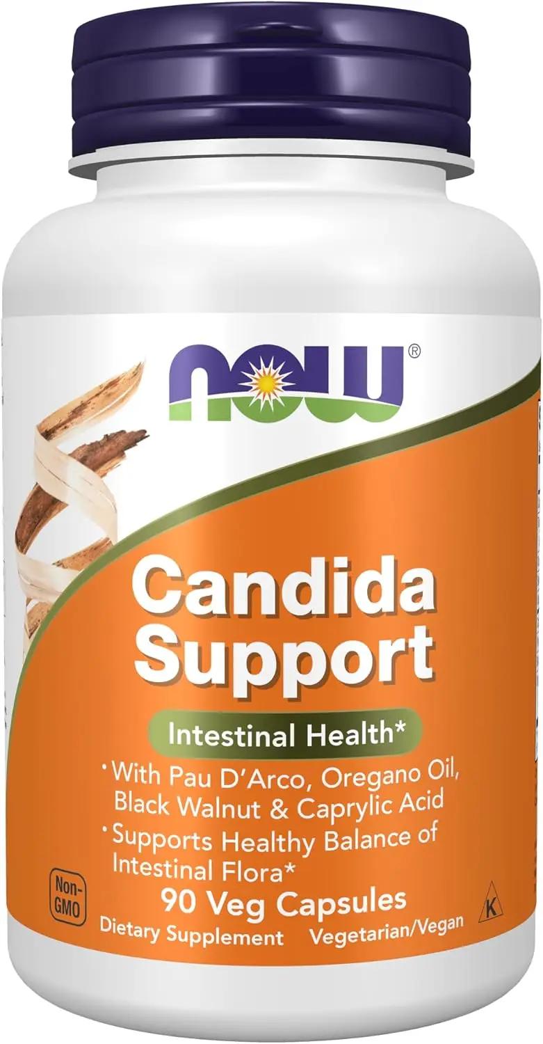 NOW Supplements, Bacillus Support with Pau D'Arco, Oregano Oil, Black Walnut &amp; Caprylic Acid, 90 Veg Capsules