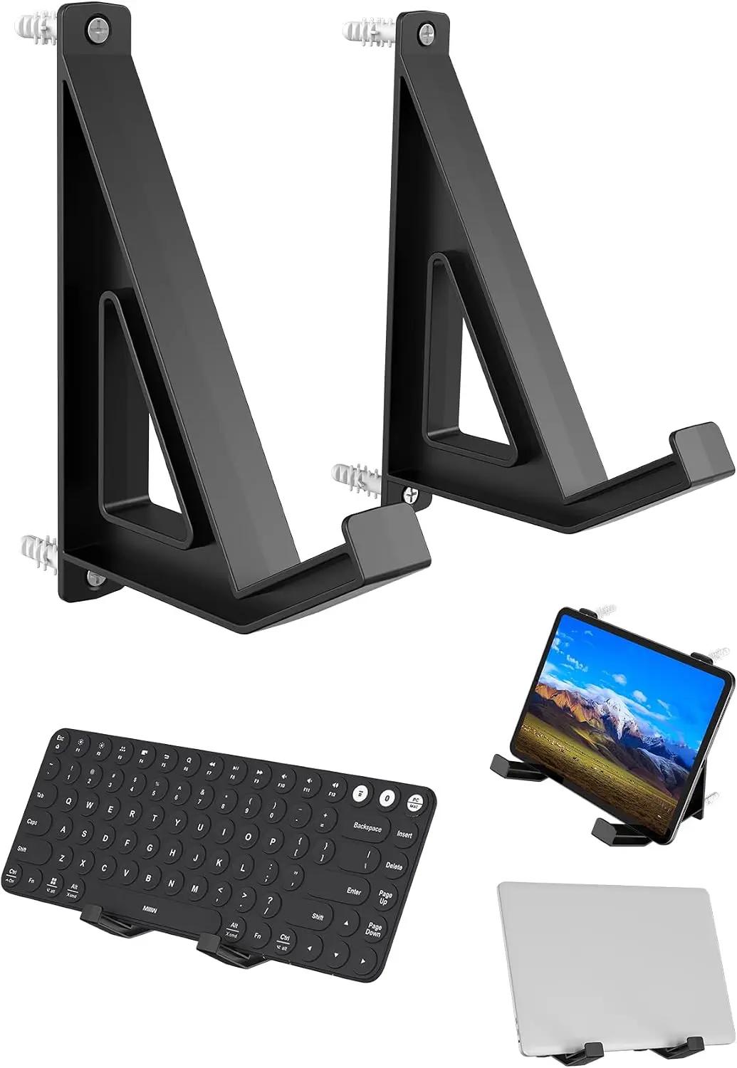 Universal Wall Mount Storage Organizer for Keyboard/Laptop/Tablet, Wall Display Rack Holder for Electronics, Compatible with Wall Hangers for Pictures/Paintings/Frames/Books (Black)