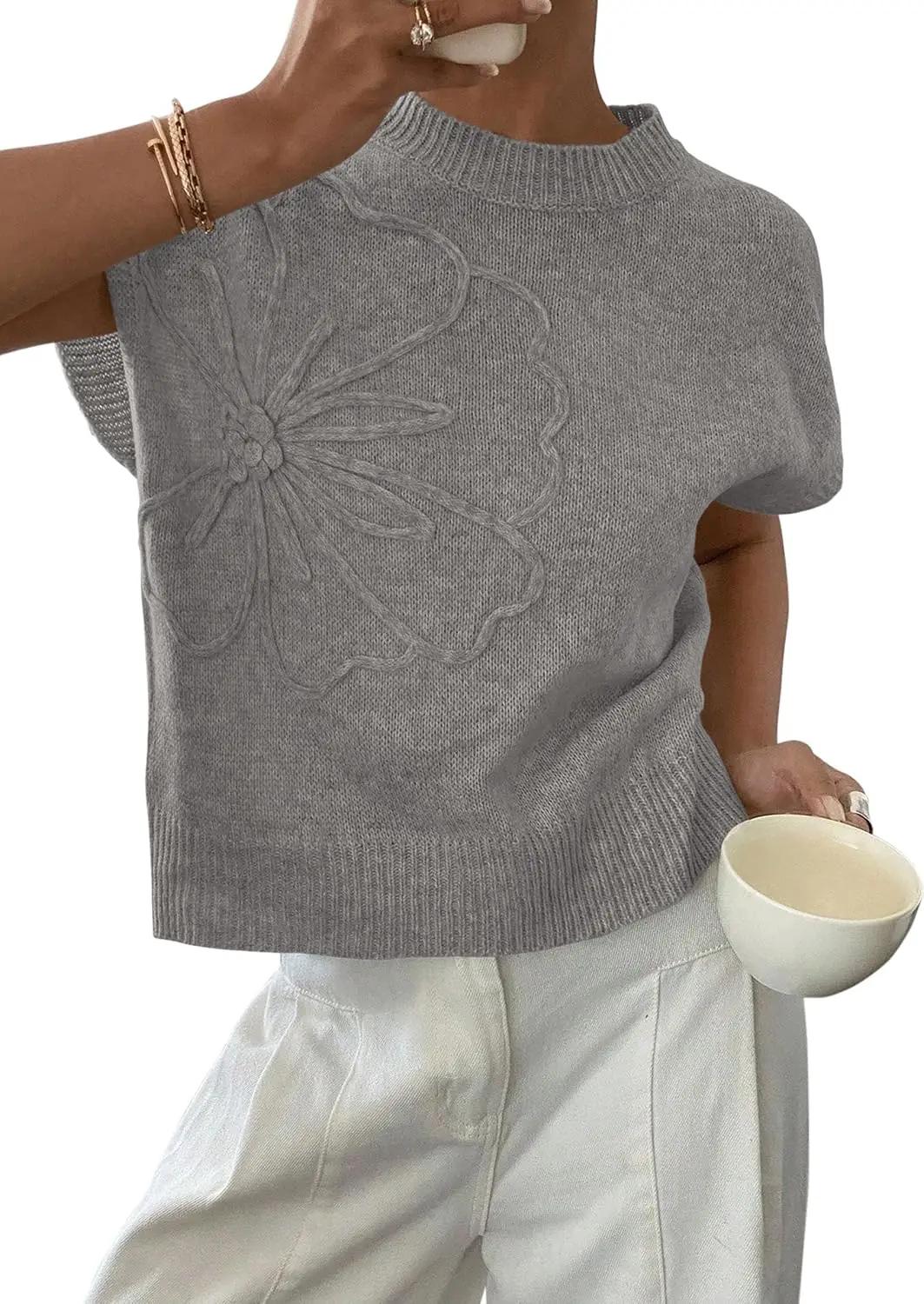 PRETTYGARDEN Women's 2026 Spring Sweater Vest Trendy Flower Knit Short Sleeve Cute Pullover Tank Tops Summer Fashion Clothing OEKO-TEX STANDARD 100