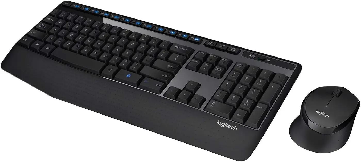 Logitech MK345 Wireless Keyboard and Mouse Combo with Palm Rest, 2.4 GHz USB Receiver, Compatible with PC, Laptop, Black