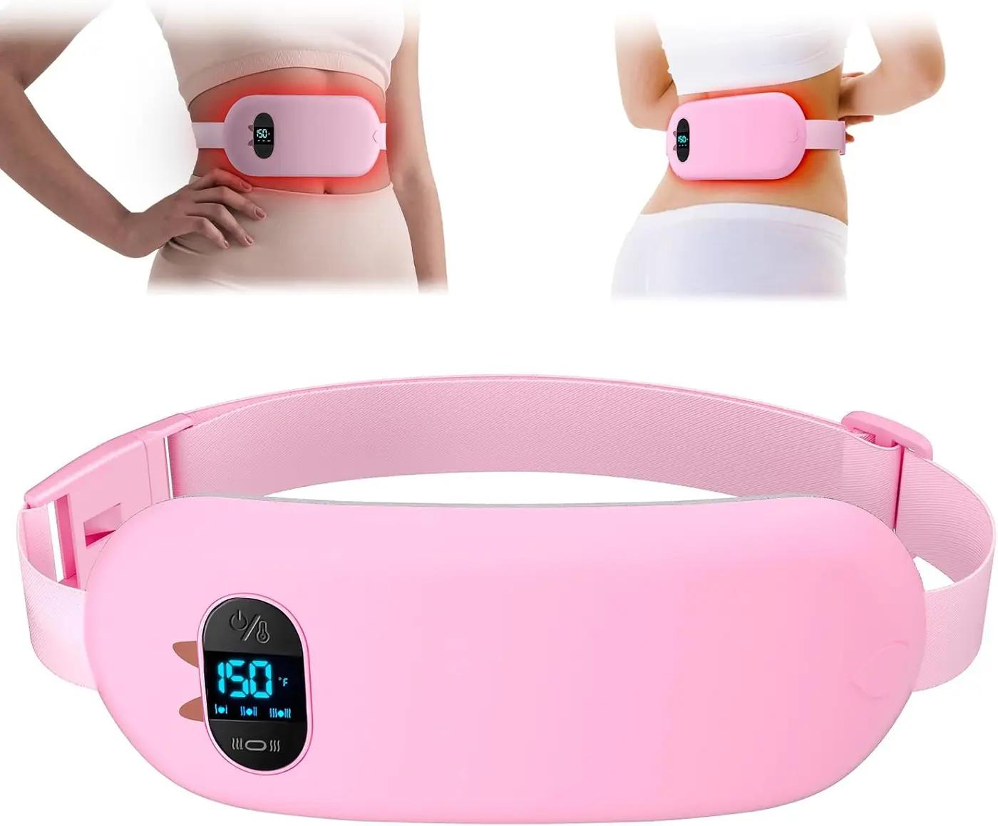 BouZaFoFa Portable Heating Pad, Upgraded Cordless Electric Fast Heating Pad for Back Belt 6 Heat 6 Vibrating Modes Gifts for Women Girls Her Girlfriend Pink