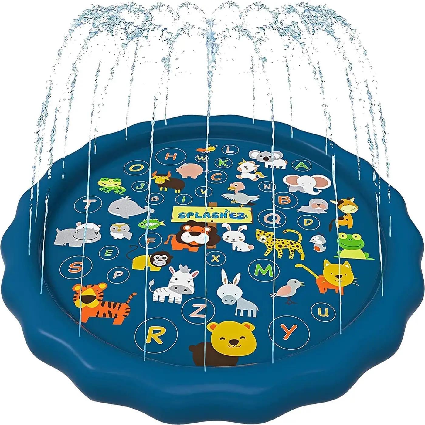 SplashEZ 3-in-1 Splash Pad, Sprinkler for Kids &amp; Baby Pool for Learning – Toddler Sprinkler Pool, 60’’ Outside Water Toys – “from A to Z” Outdoor Play Mat for Babies &amp; Toddlers
