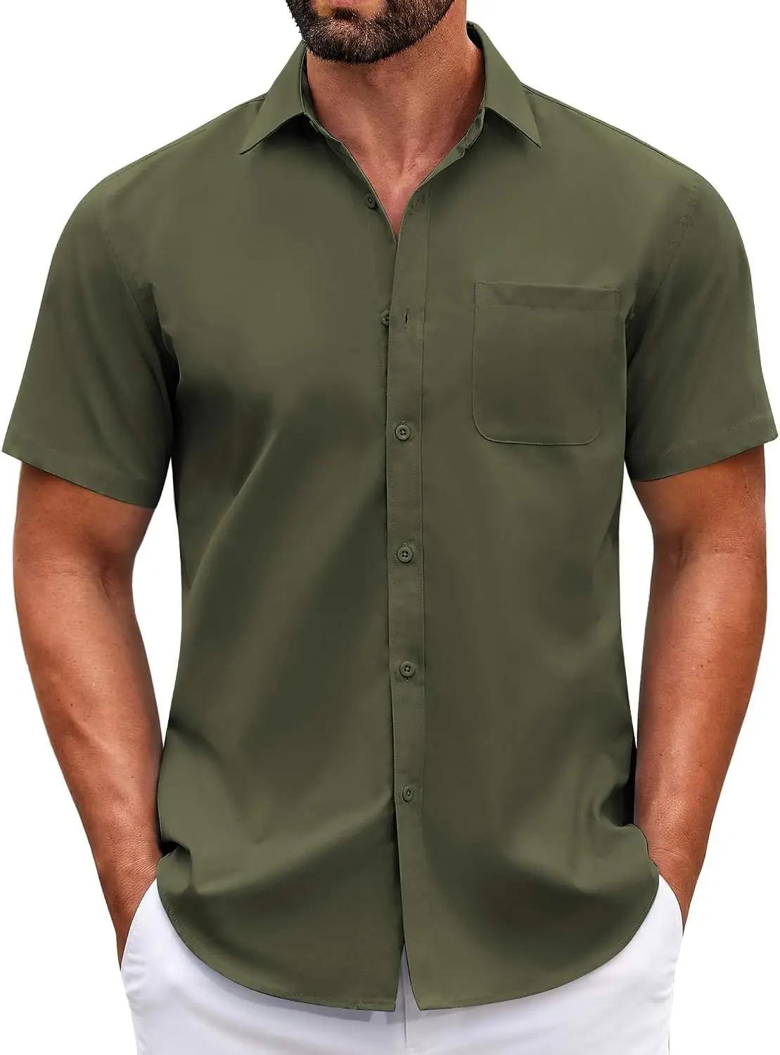 COOFANDY Mens Short Sleeve Casual Button Down Shirts Summer Untucked Dress Shirts with Pocket Global Recycled Standard ISCC PLUS
