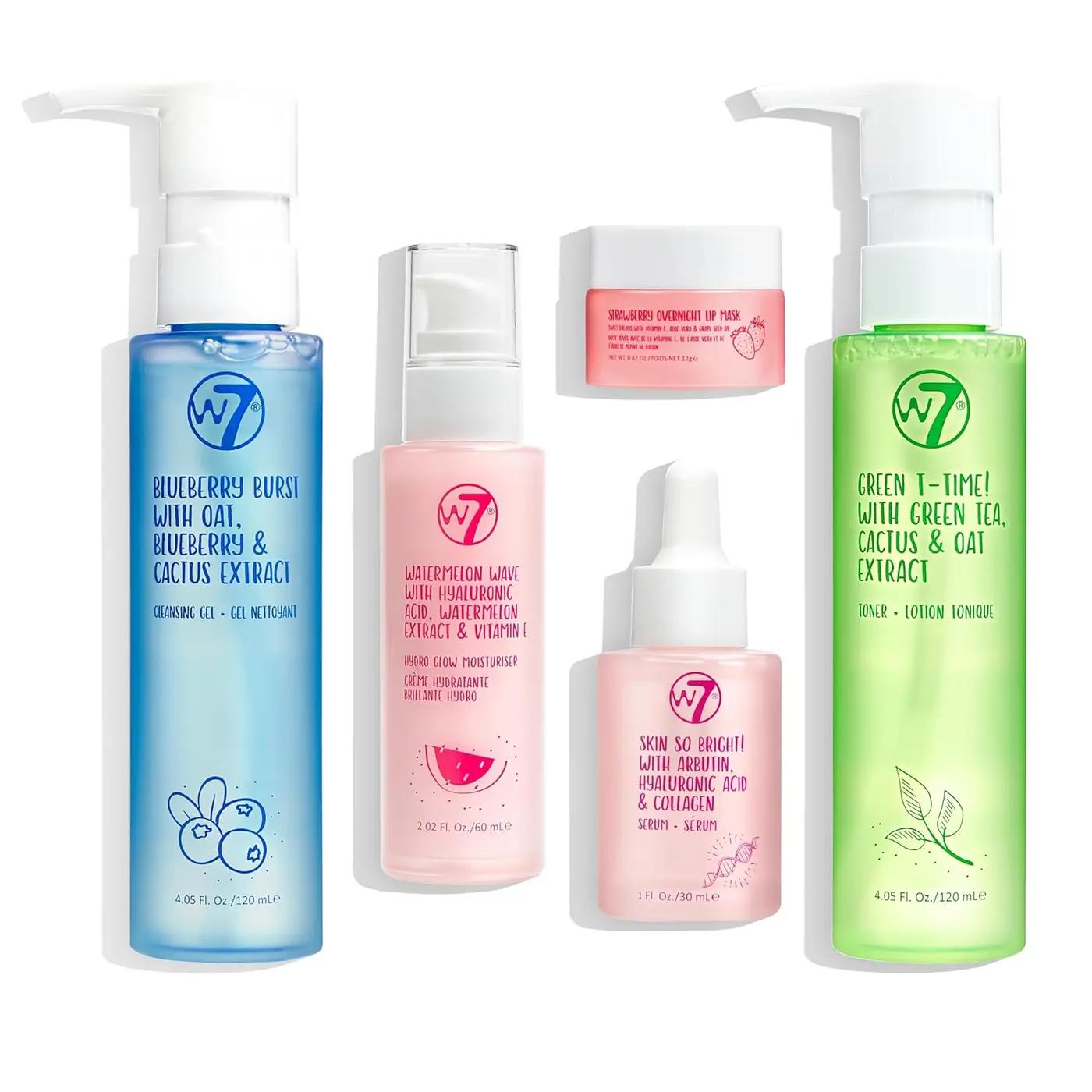 W7 Self Care Skincare Set | Face Cleanser, Toner, Serum, Moisturizer &amp; Lip Mask | Complete Daily Face Routine | Full Size, Long Lasting Products to Use at Home