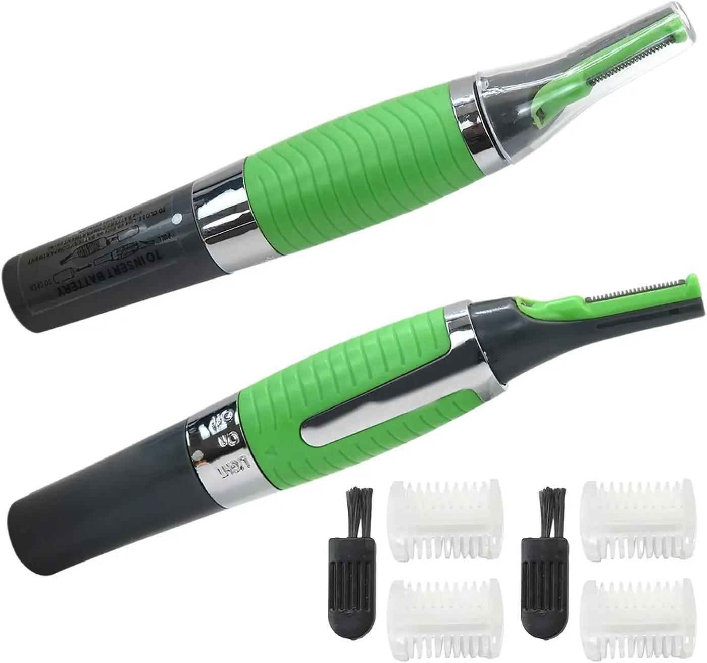 Men Women Nose Ear Eyebrow Beard Trimmer（2-Pack）– Latest Electric Clipper with 4 Combs &amp; 2 Brush – Painless &amp; Gentle, Anti-Slip Grip, Portable (Green)