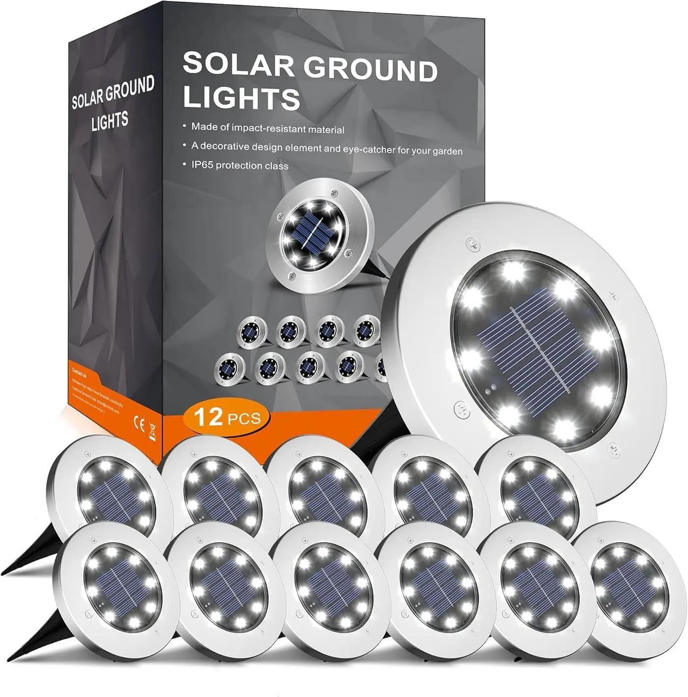 INCX 4.6 inch Solar Lights Outdoor Waterproof,12 Pack Solar Lights for Outside, Solar Garden Lights Landscape Lighting for Patio Pathway Lawn Yard Deck Driveway Walkway, Cold White Global Recycled Standard