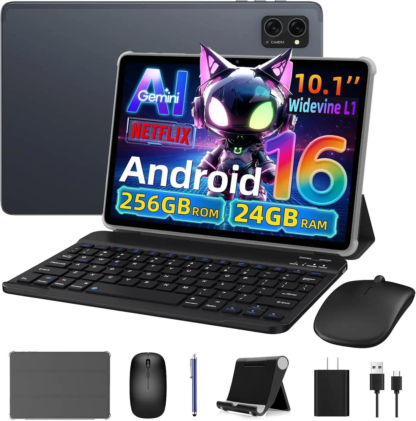 Android 16 Tablet 2026, Android Tablet with Pen and Keyboard, Gemini Ai, 24GB +256GB/2TB, 8MP AI Camera, Widevine L1, Fast Charge, 2 in 1 with Mouse and Stand, 4 Year Warranty ClimatePartner certified