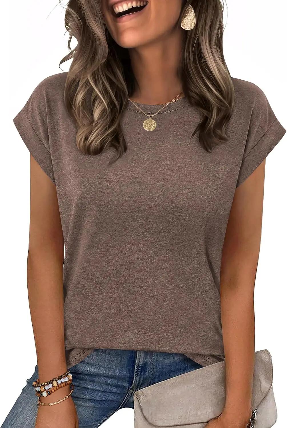 Zeagoo Womens Tops Summer Casual Cap Sleeve Tshirts Shirts Business Dressy Spring Fashion Outfits Trendy Clothes