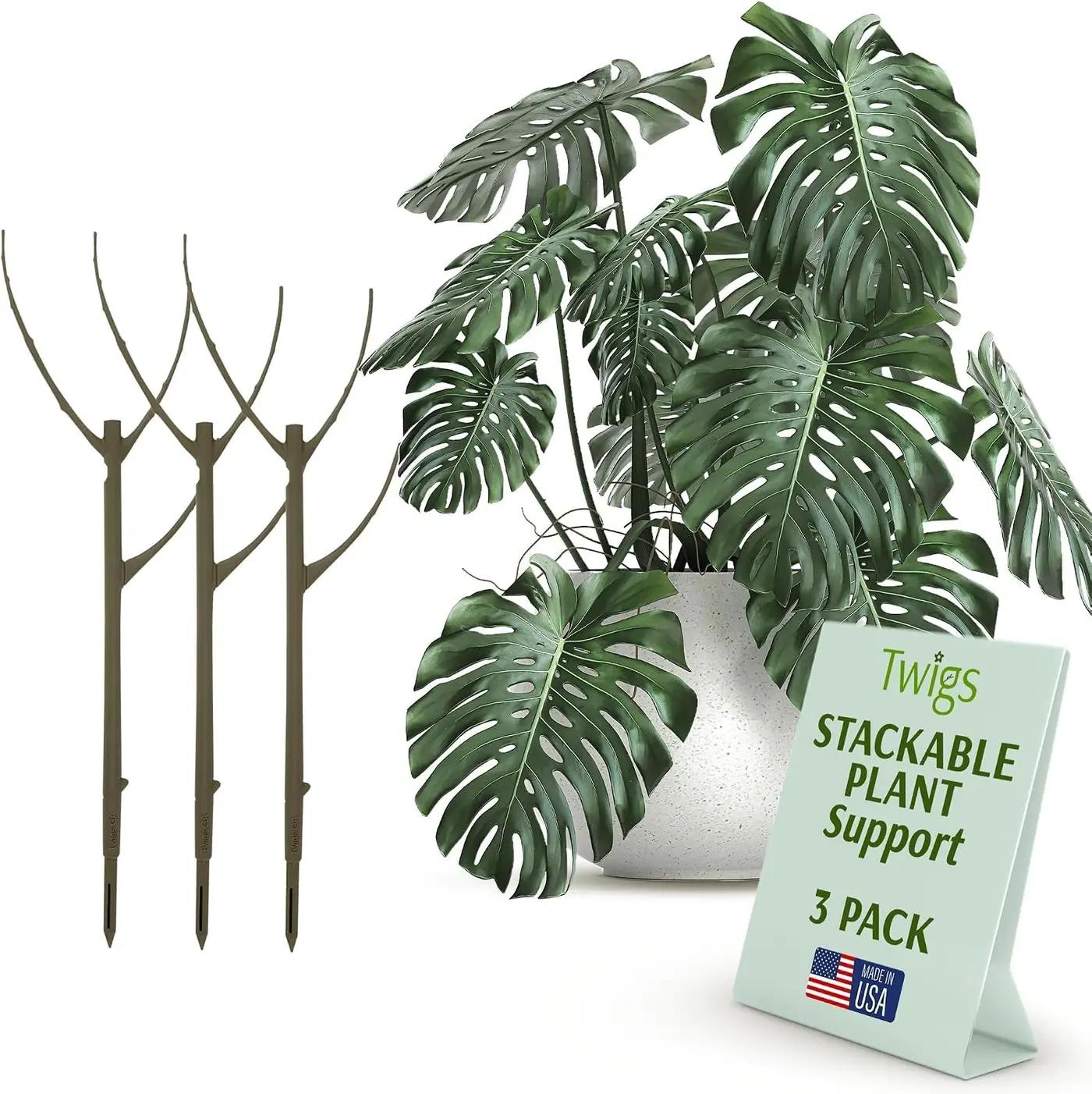 Twigs GA - Stackable Plant Support Stakes, Indoor &amp; Outdoor Houseplant Stem Support, Garden Accessories, Durable Trellis Alternative for Climbing &amp; Potted Plants - Moonstone, 3 Pack, 17" L