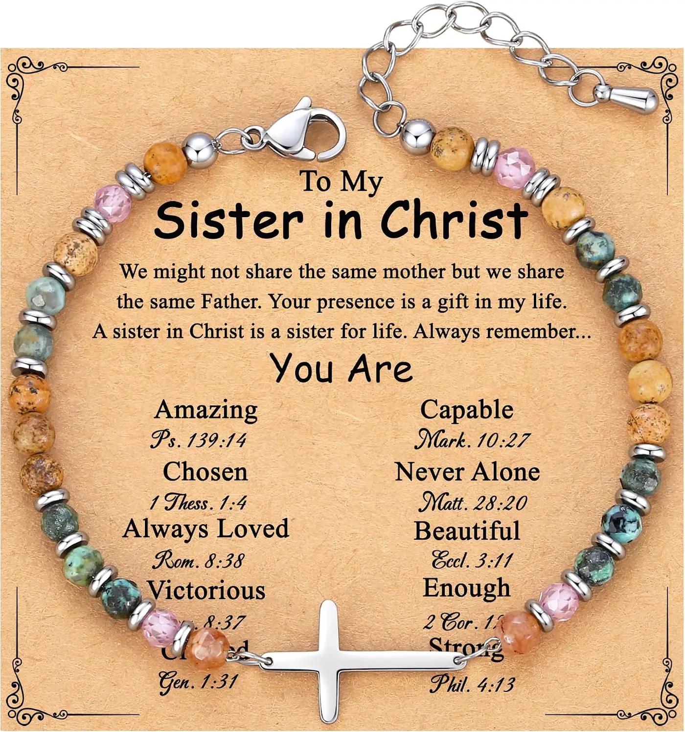 TONY &amp; SANDY Christian Cross Bracelet for Women, Graduation Gifts for Teens Kids Girls, Confirmation Baptism Gifts, Unique Gift for Friends Daughter Mom Sister in Christ Birthday Christmas