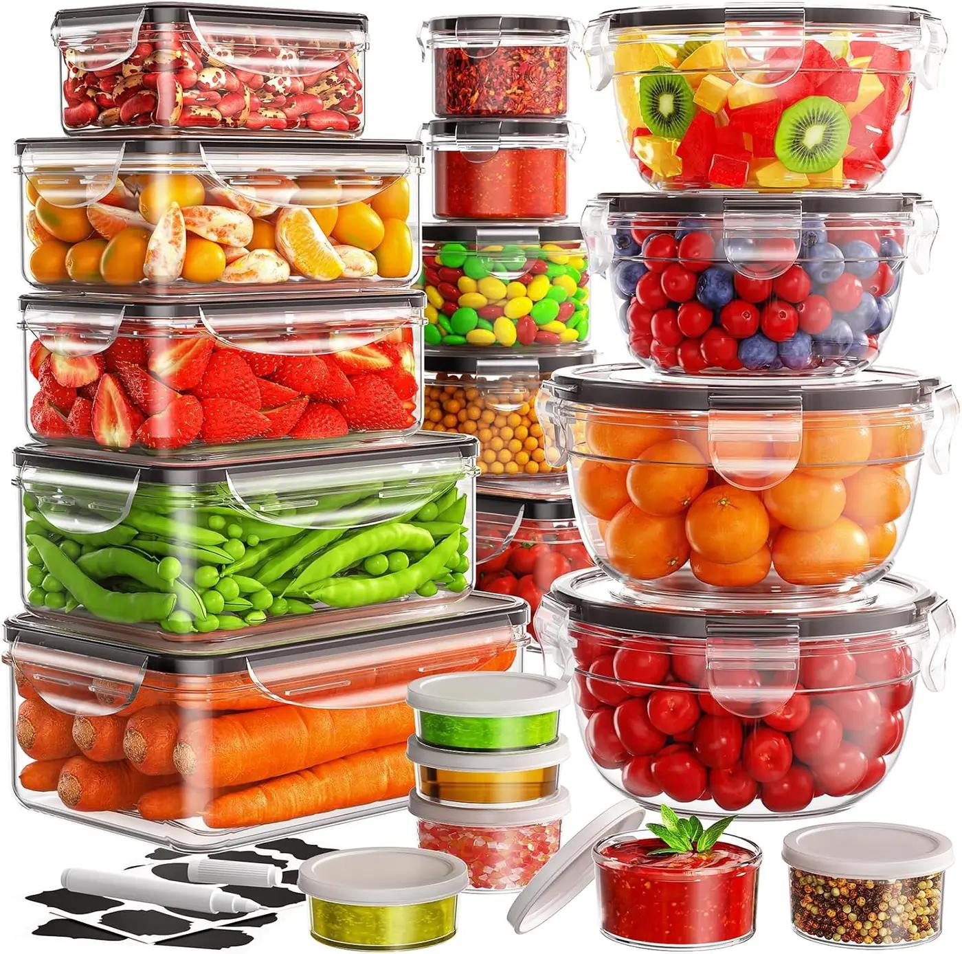 JSCARES 40 PCS Food Storage Containers with Lids Airtight (20 Lids &amp;20 Containers) - Leakproof Meal-Prep Containers for Kitchen Storage Reusable Plastic Microwave/Dishwasher Safe with Labels &amp; Pen Global Recycled Standard