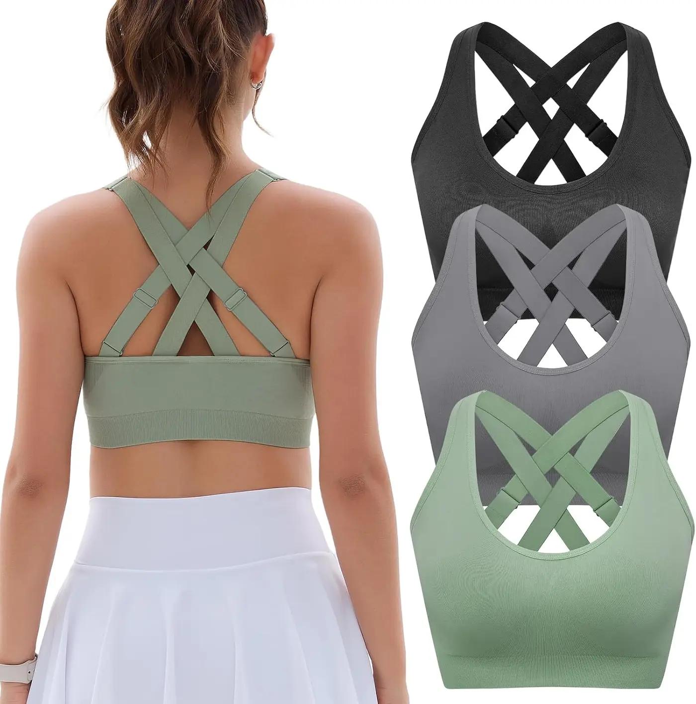 FITTIN Adjustable Sports Bras for Women: High Support Impact Padded Full Coverage Bra for Workout Gym - for C-DDD Large Bust