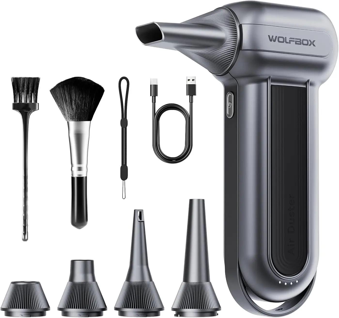 WOLFBOX MF100 Electric Air Duster-150000RPM Super Power Cordless Air Duster, Rechargeable Brushless Motor Durable Blower, 3-Gear Adjustable Dust Blower for Computer, Keyboard, Outdoor, House and Car ISCC PLUS