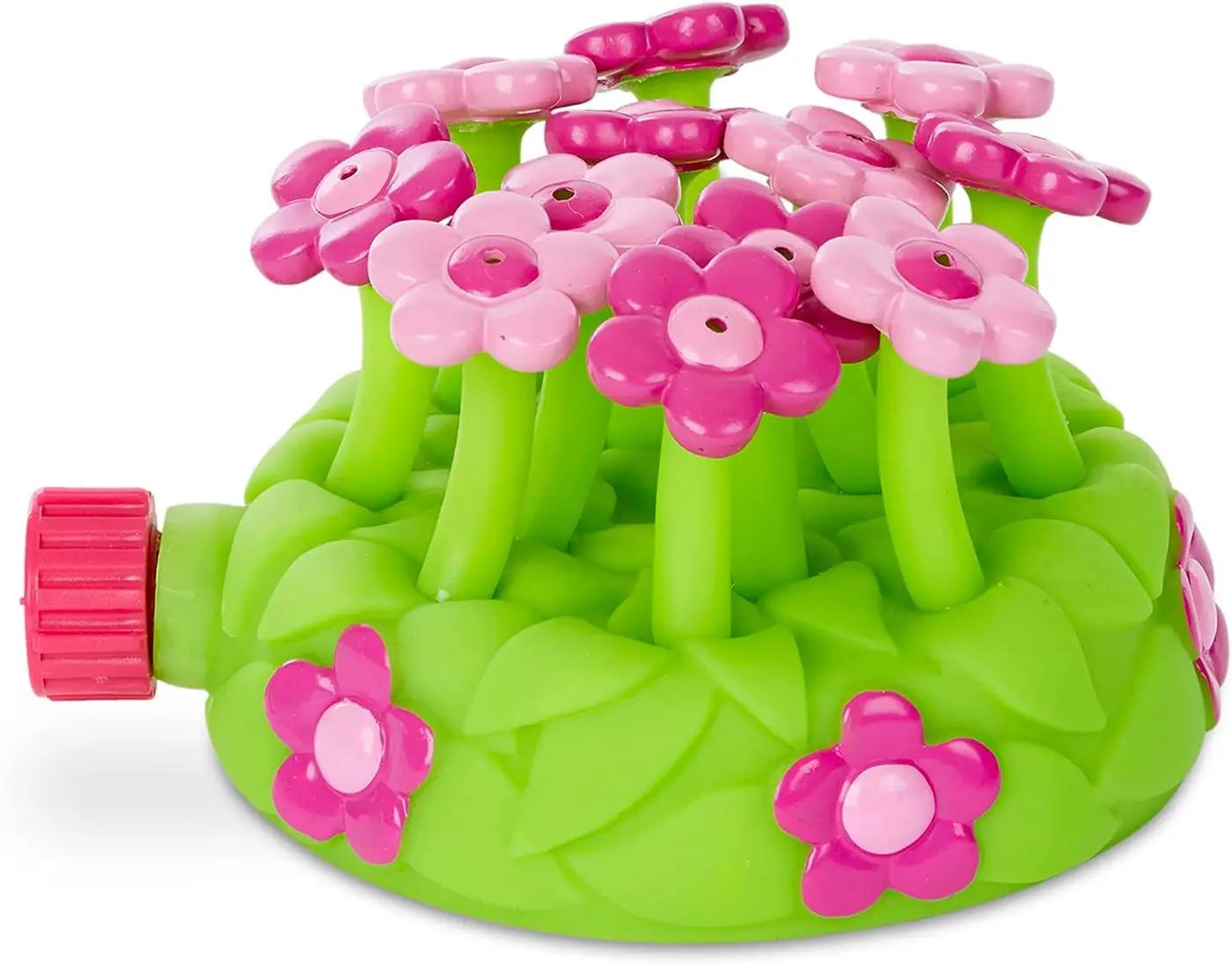 Melissa &amp; Doug Sunny Patch Pretty Petals Flower Sprinkler Toy with Hose Attachment Toddler and Kids Outdoor Water Play Ages 3+