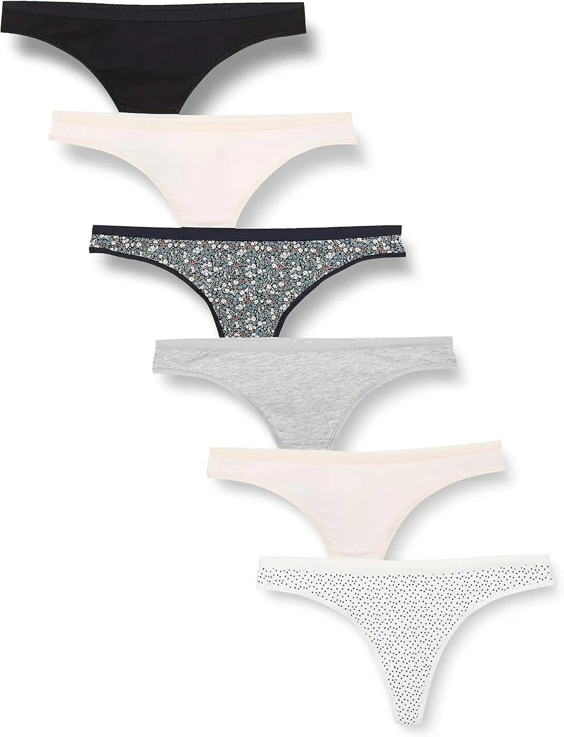 Amazon Essentials Women's Breathable Cotton Thong Underwear, Pack of 6