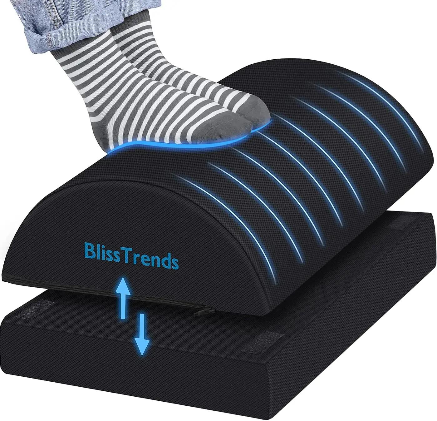 BlissTrends Foot Rest for Under Desk at Work-Versatile Foot Stool with Washable Cover-Comfortable Footrest with 2 Adjustable Heights for Car,Home and Office to Relieve Back,Lumbar,Knee Pain-Black OEKO-TEX STANDARD 100