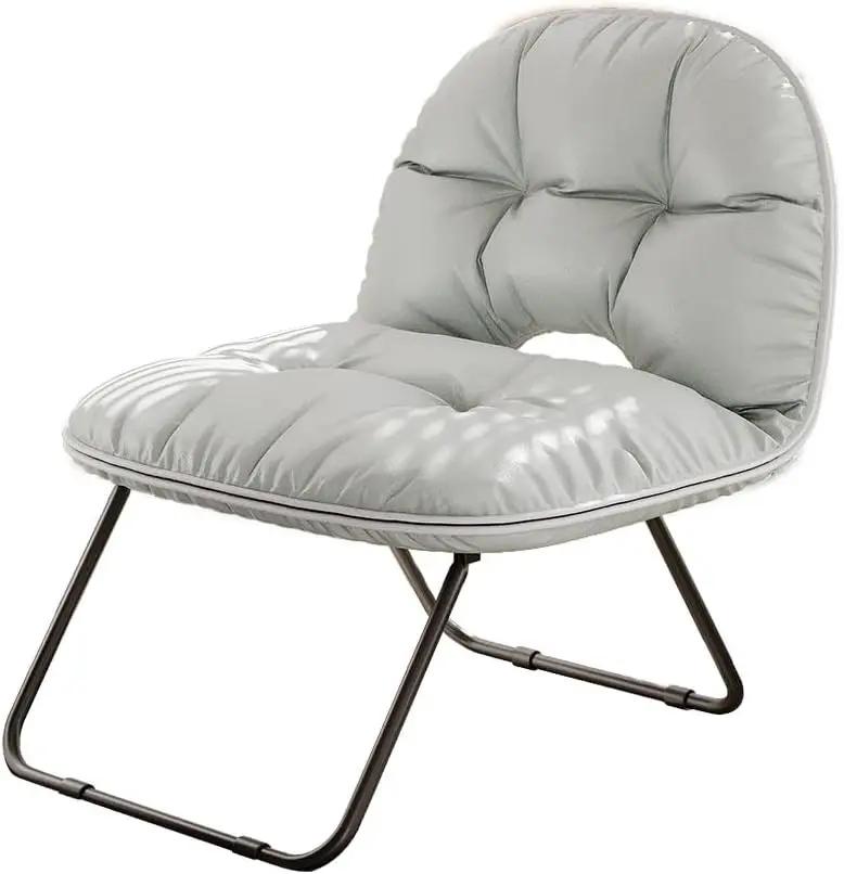 UNM Super Soft Leather Outdoor Folding Chair, Portable Camping Chair with Heavy Duty Support, Lightweight Foldable Chair for Travel, Picnic, Hiking, Fishing &amp; Patio Use White