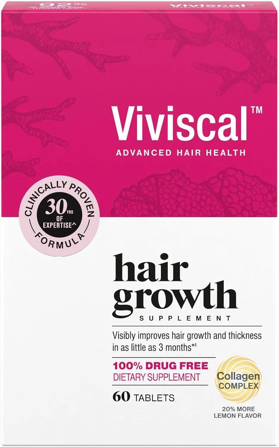 Viviscal Hair Growth Supplements For Women For Thicker, Fuller Hair, Nourishes Thinning &amp; Loss, With Proprietary Collagen Complex, 60 Tablets, 1 Month Supply