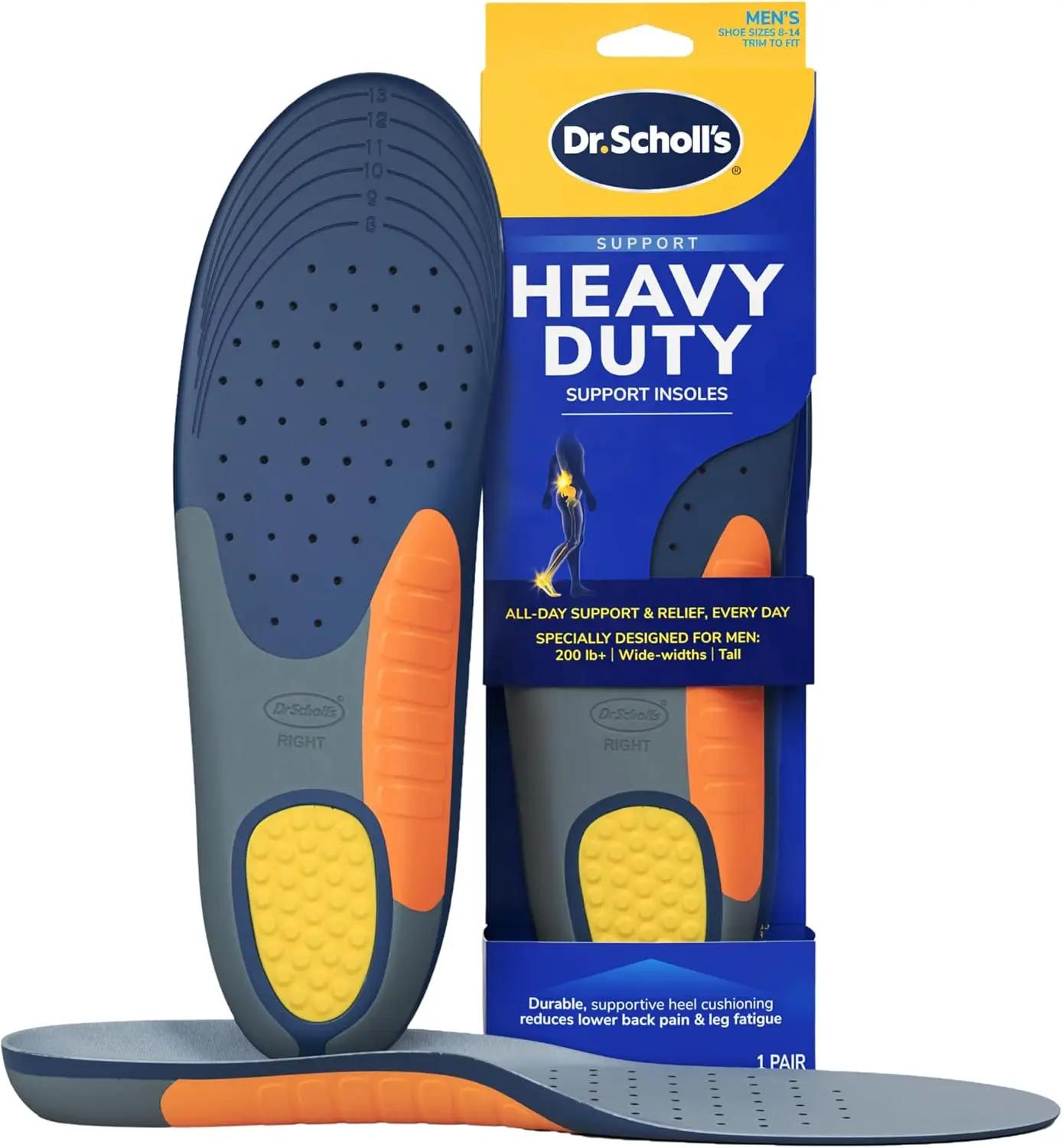 Dr. Scholl's Heavy Duty Support Insole Orthotics, Big &amp; Tall, 200lbs+, Wide Feet, Shock Absorbing, Arch Support, Distributes Pressure, Trim to Fit Inserts, Work Boots &amp; Shoes, Men Size 8-14, 1 Pair