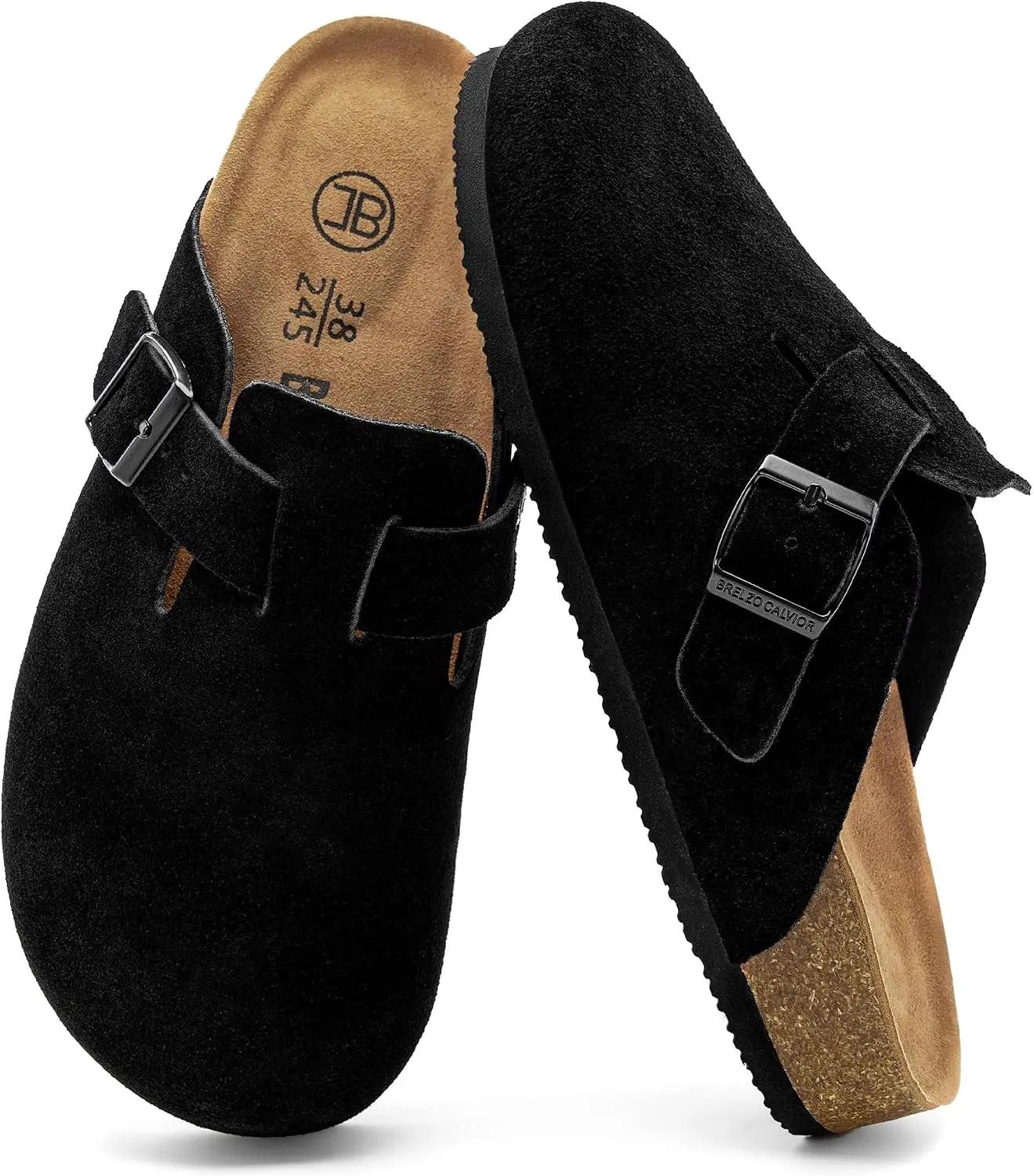 Women's Suede Clogs Men's Slip-On Mules Non-Slip Potato Shoes Arch Support Sandals with Adjustable Buckle for Indoor &amp; Outdoor Use