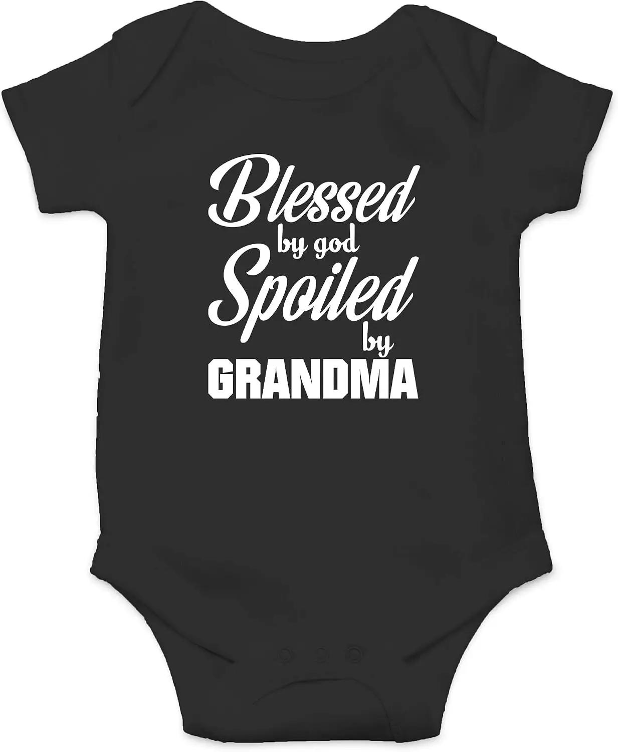 AW Fashions Blessed By God, Spoiled By Grandma Baby Bodysuit Cute Girl Newborn Apparel Funny Boy Clothes
