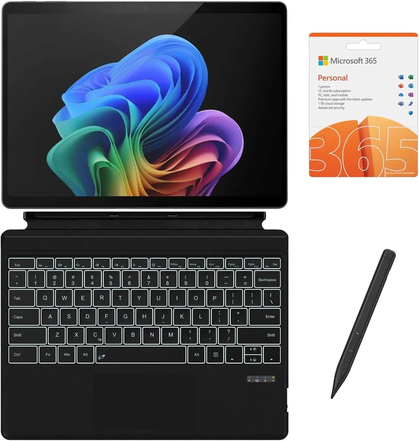 Microsoft Surface Pro 13" 3K 120Hz Touchscreen 2-in-1 Tablet Laptop, 10-Core Snapdragon 45 Tops NPU, 16GB RAM 512GB SSD, Backlit Keyboard, Stylus, MS 365, 14-hr Battery, Copilot+, Win 11 Pro