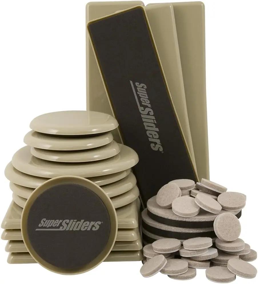 SuperSliders 4912895N Reusable Furniture Moving Kit for All Floor Types – Move Heavy Furniture Quickly and Easily Across Carpeted and Hard Floor Surfaces with Furniture Sliders (52 Piece Kit)
