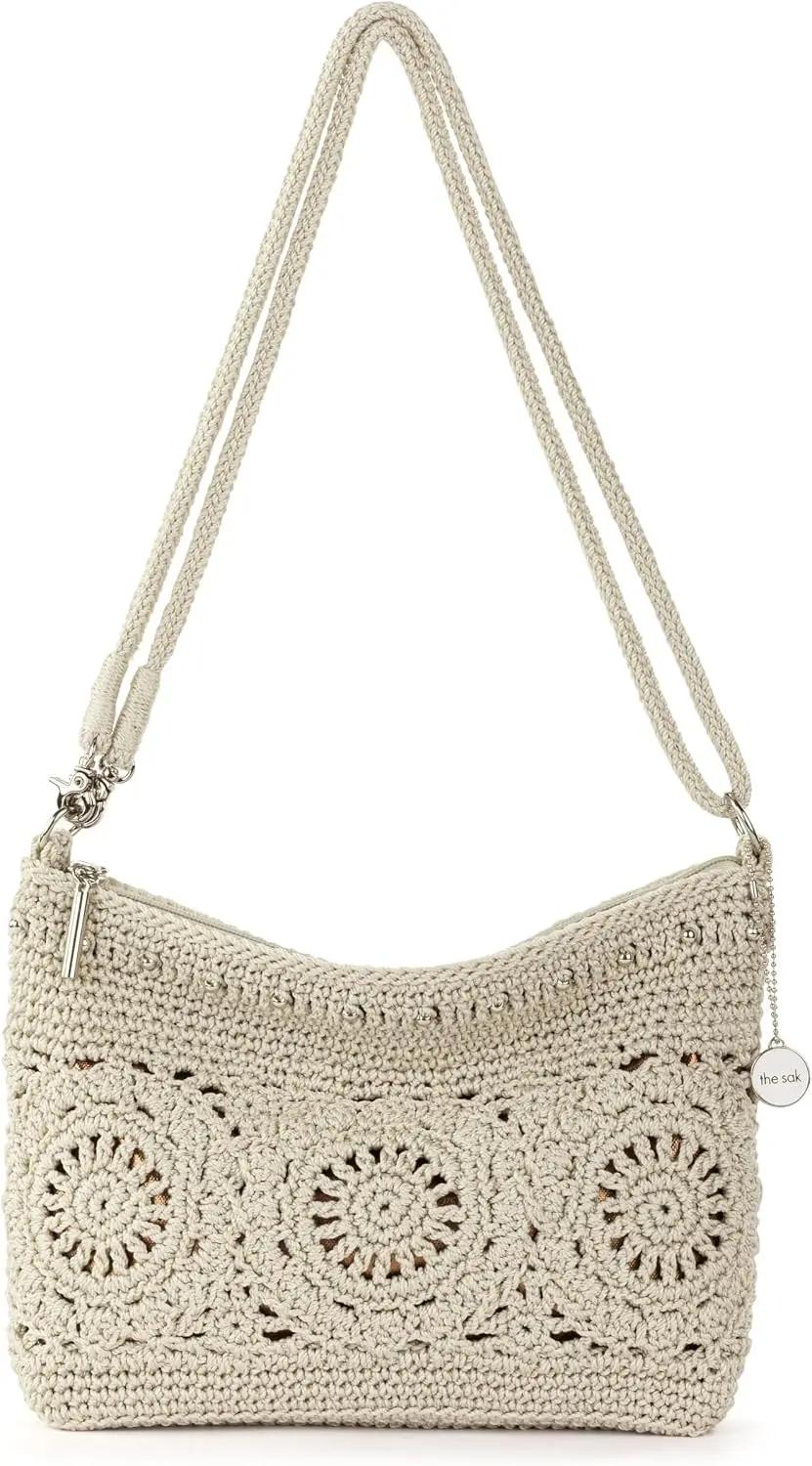 The Sak Lumi Convertible Crossbody Purse - Women's Handbag for Everyday &amp; Travel, 3-in-1 Small Crossbody in Crochet &amp; Leather
