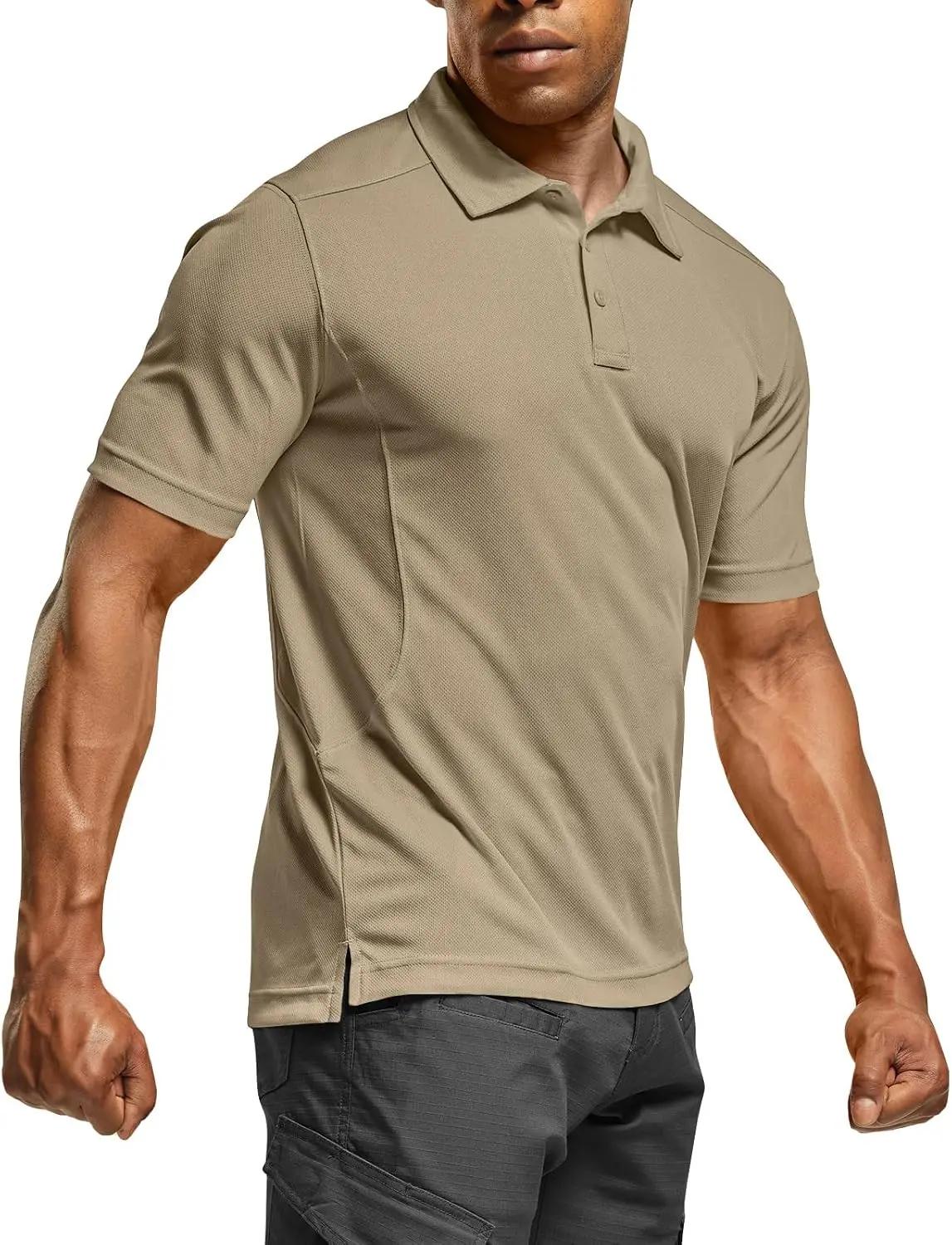 CQR Men's Quick Dry Tactical Polo Shirt, Lightweight Breathable Performance Polo, Short Sleeve UPF 50+ Outdoor Golf Shirt
