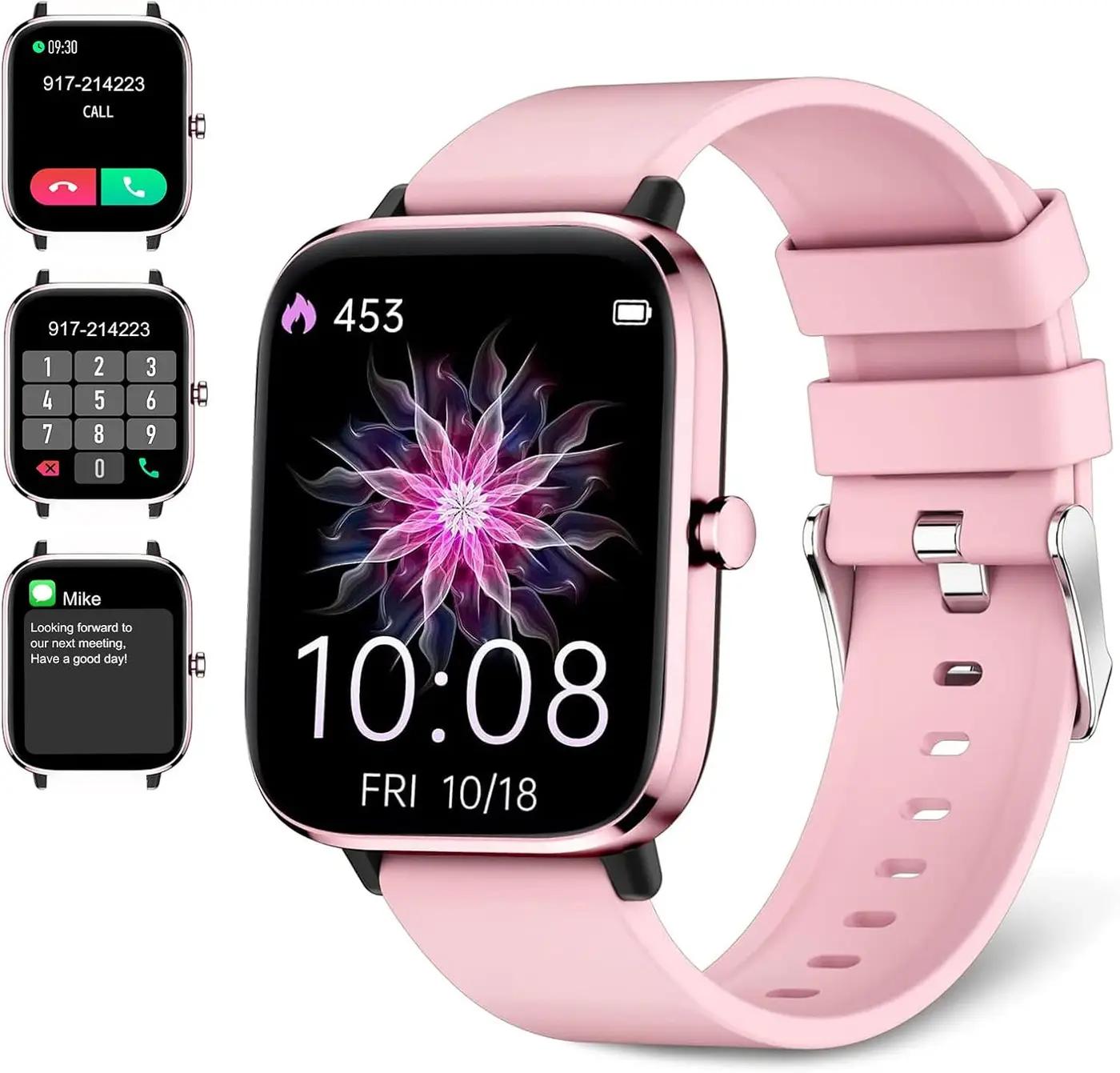 Choiknbo Smartwatch for Women - Call, Fitness Tracker, Heart Rate &amp; Sleep Monitor, 1.69" Touch Screen, Waterproof - For Android &amp; iPhone, Pink